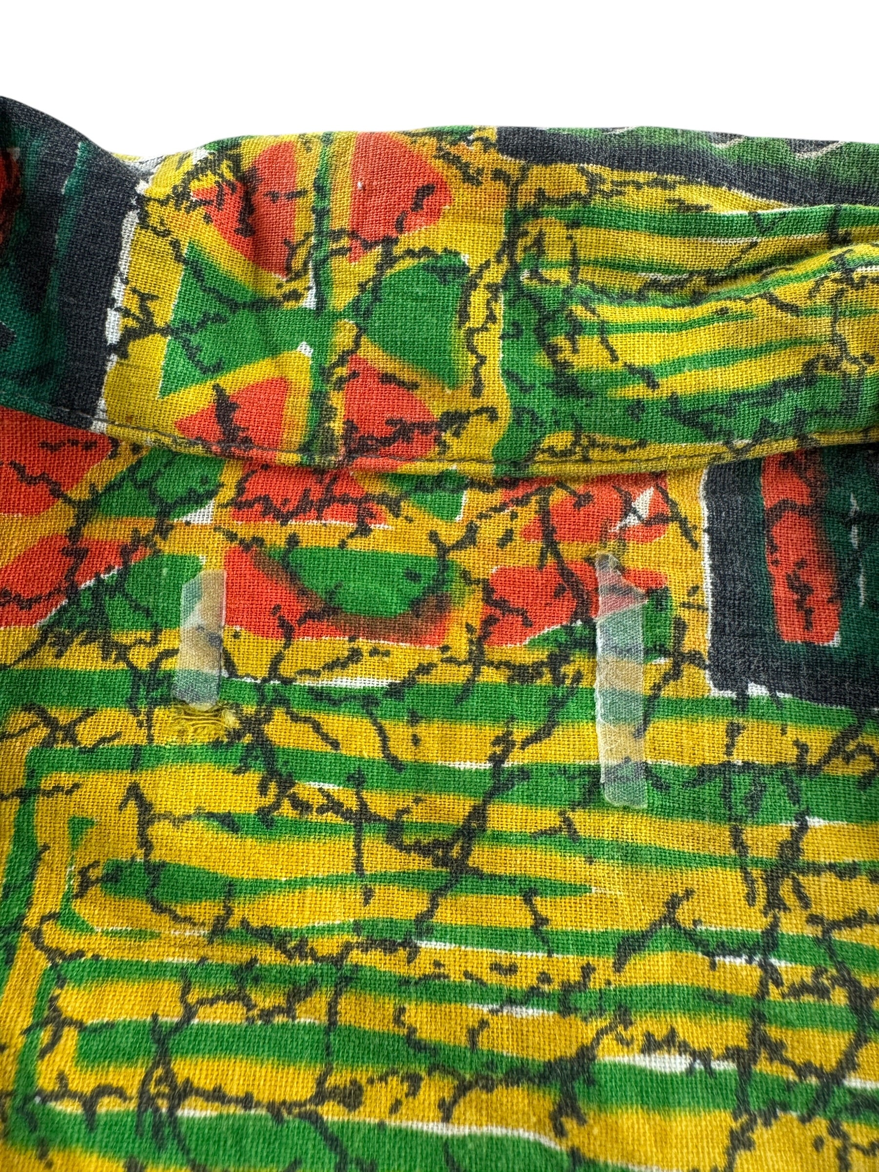 Tag on Vintage Green Patterned Brushed Cotton Aloha Shirt SZ M
