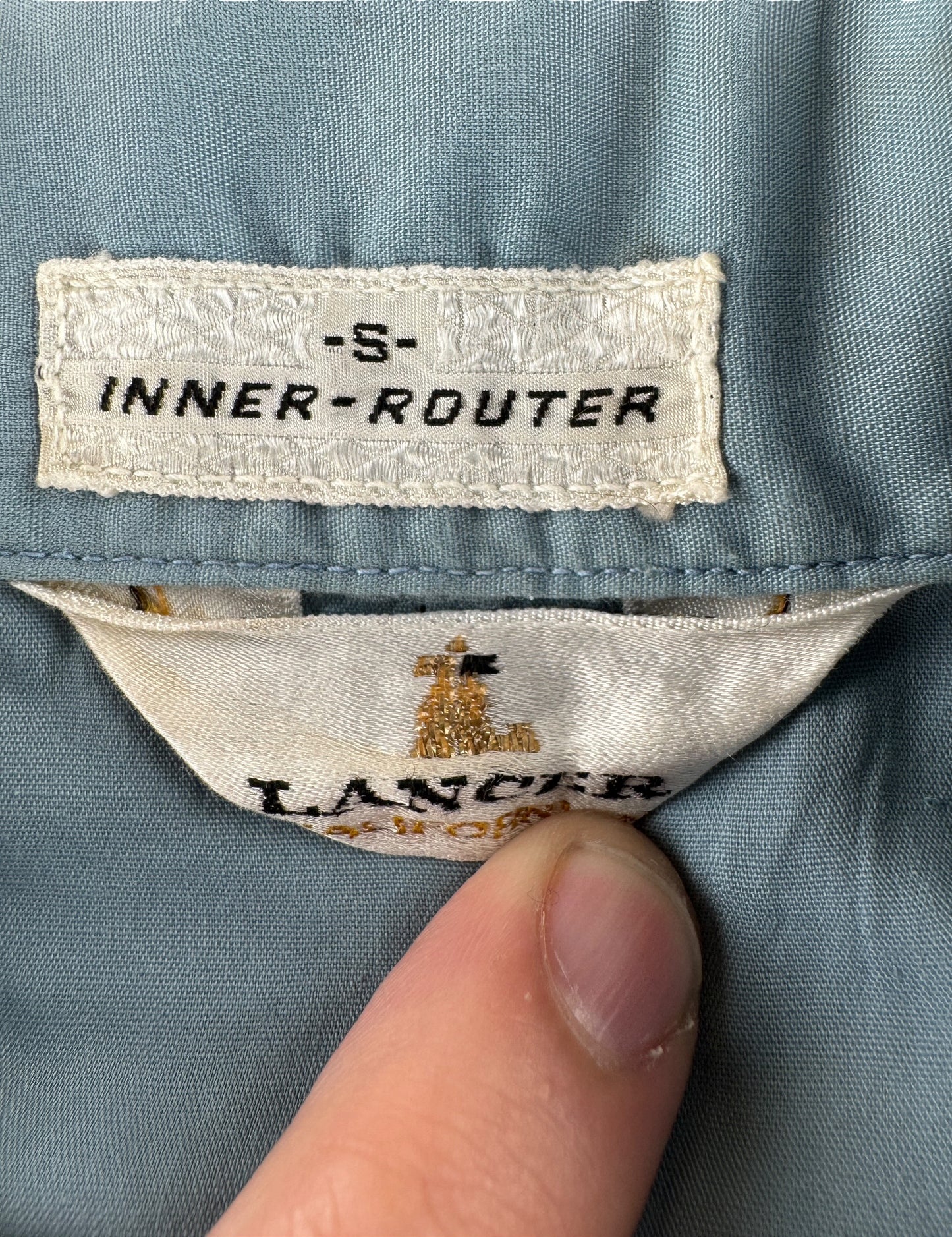 Tag on Vintage Lancer Inner Router Button Up Shirt SZ S - AS IS