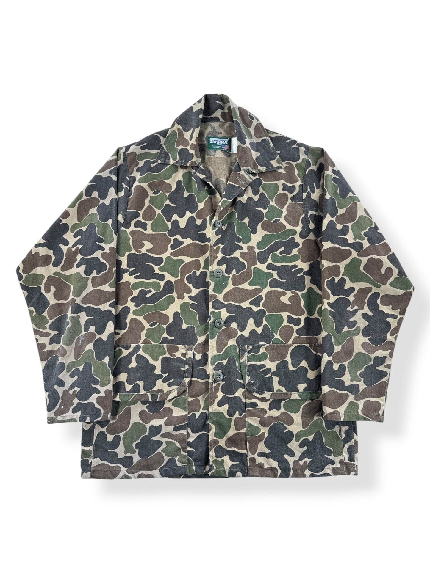 Front of Vintage 80s Saftbak Camo Shirt SZ M