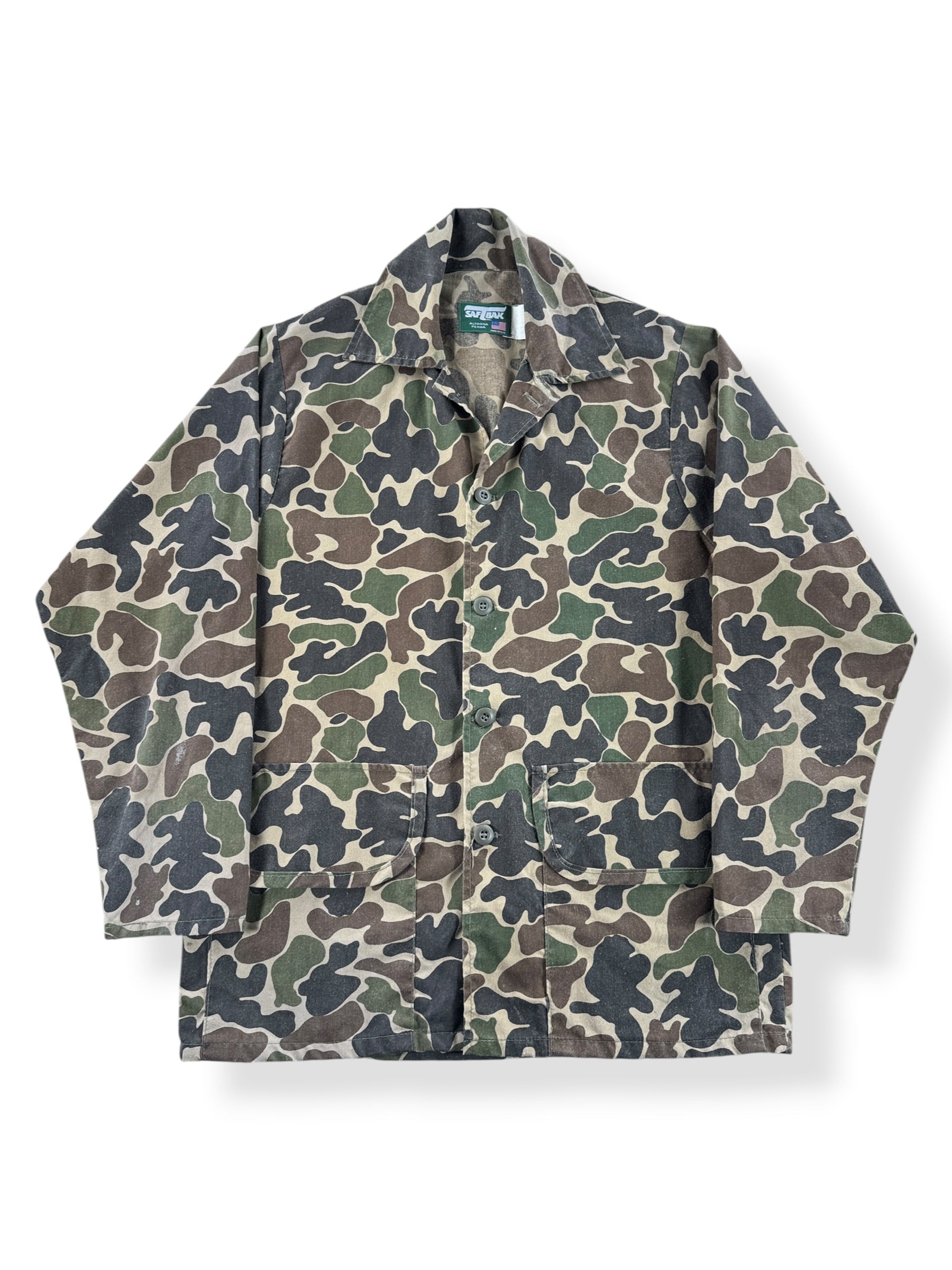 Front of Vintage 80s Saftbak Camo Shirt SZ M