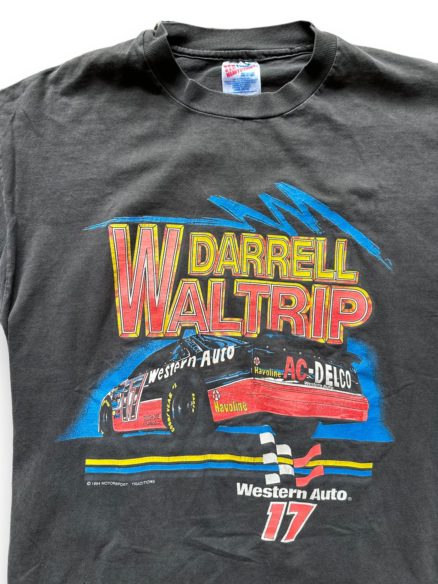 Front Graphic View of Vintage Darrell Waltrip Racing Tee Size L | Vintage NASCAR Tee | Barn Owl Vintage Seattle