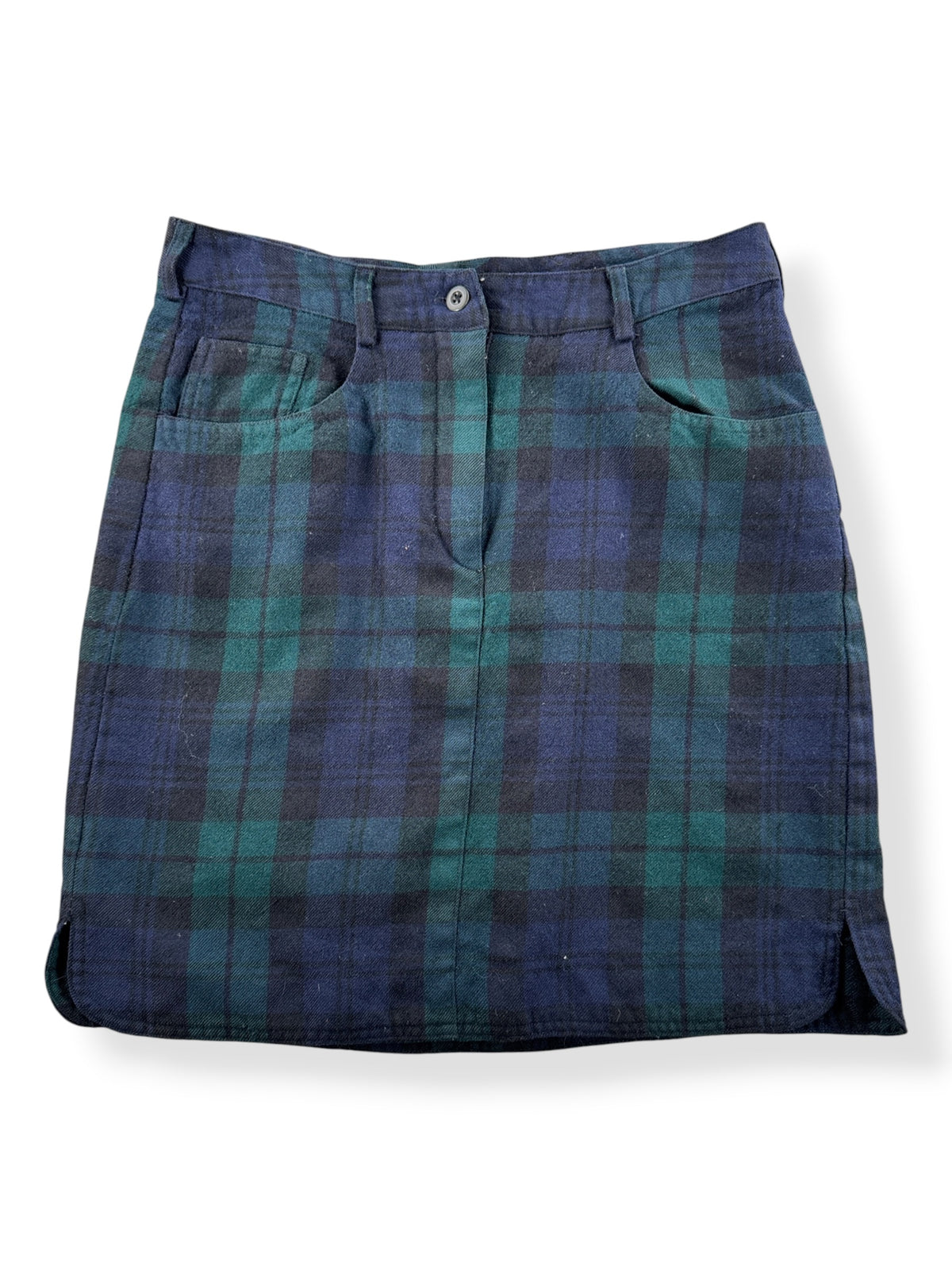 Front of Vintage DKNY Wool Plaid Skirt W30