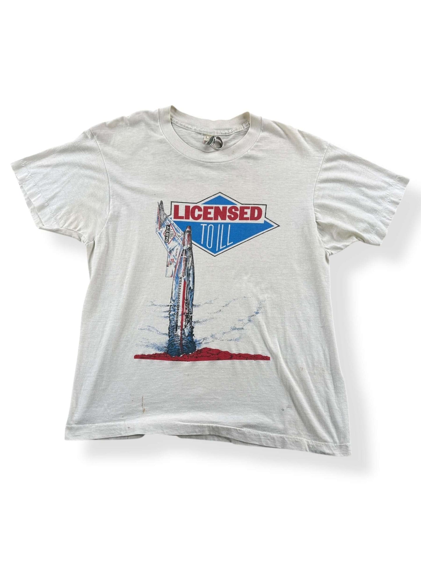 Front View of Vintage Beastie Boys Licensed to Ill Tee SZ L