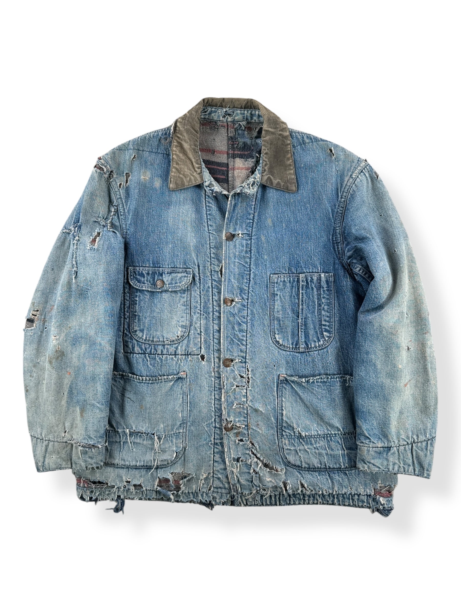Front of Vintage Thrashed Blanket Lined Chore Coat SZ L
