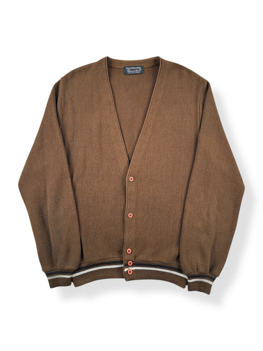 Front of Vintage Columbia Knit Thunderbird Cardigan SZ L