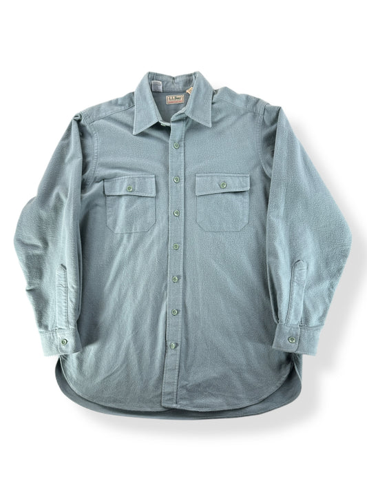 Front of Vintage LL Bean Cornflower Blue Chamois Shirt SZ XXL