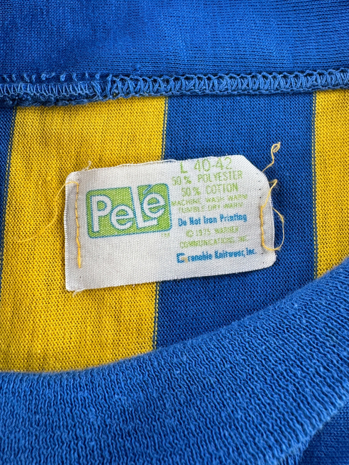 Tag on Vintage 70s Pele Label Striped Soccer Jersey SZ L (Fits M)