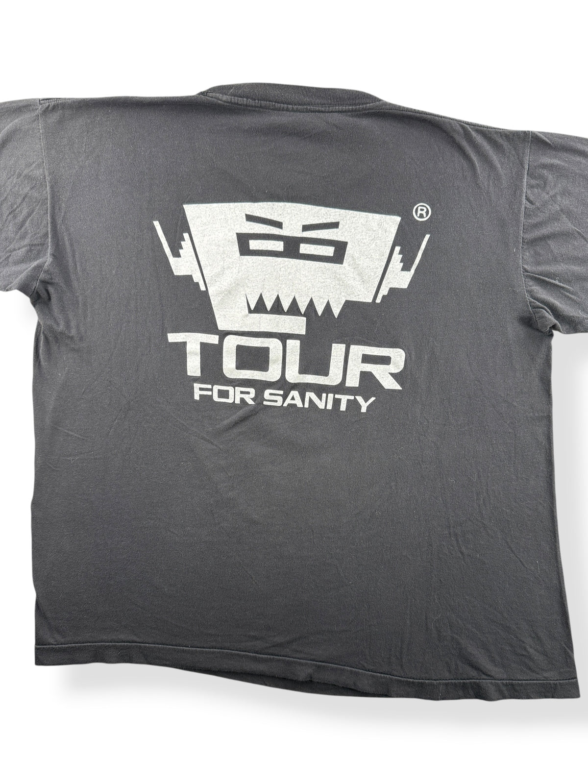 Close-up of back of Vintage PWEI Band Tee SZ XL
