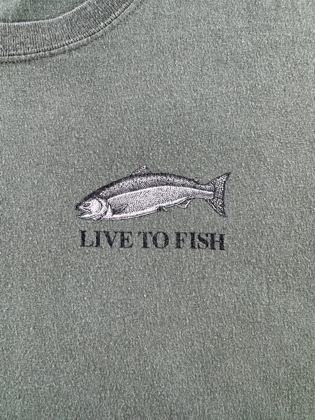 Graphic on Y2K Ray Roll Live To Fish Tee SZ L