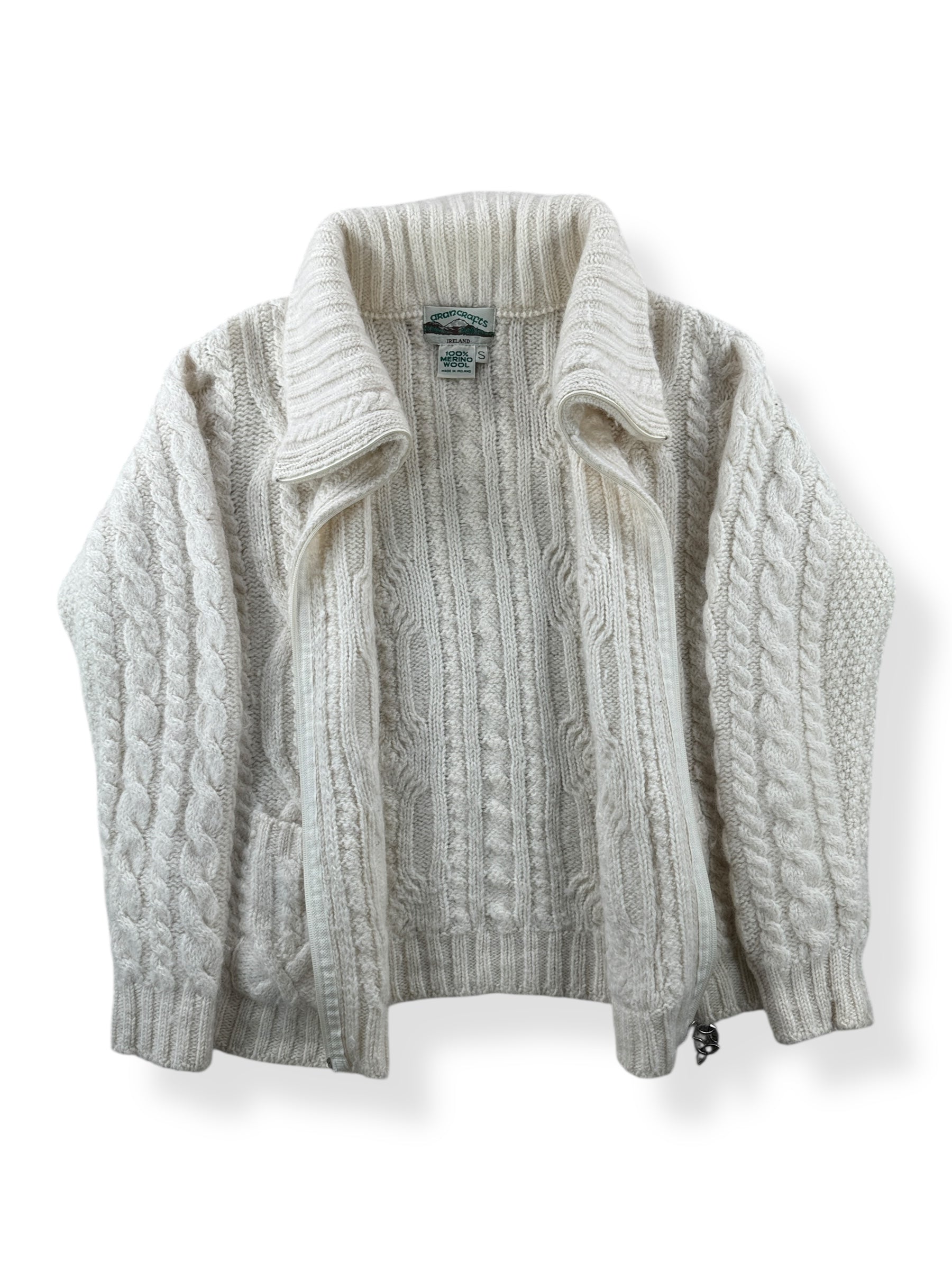 Inside of Vintage Zip Up Irish Wool Sweater SZ S