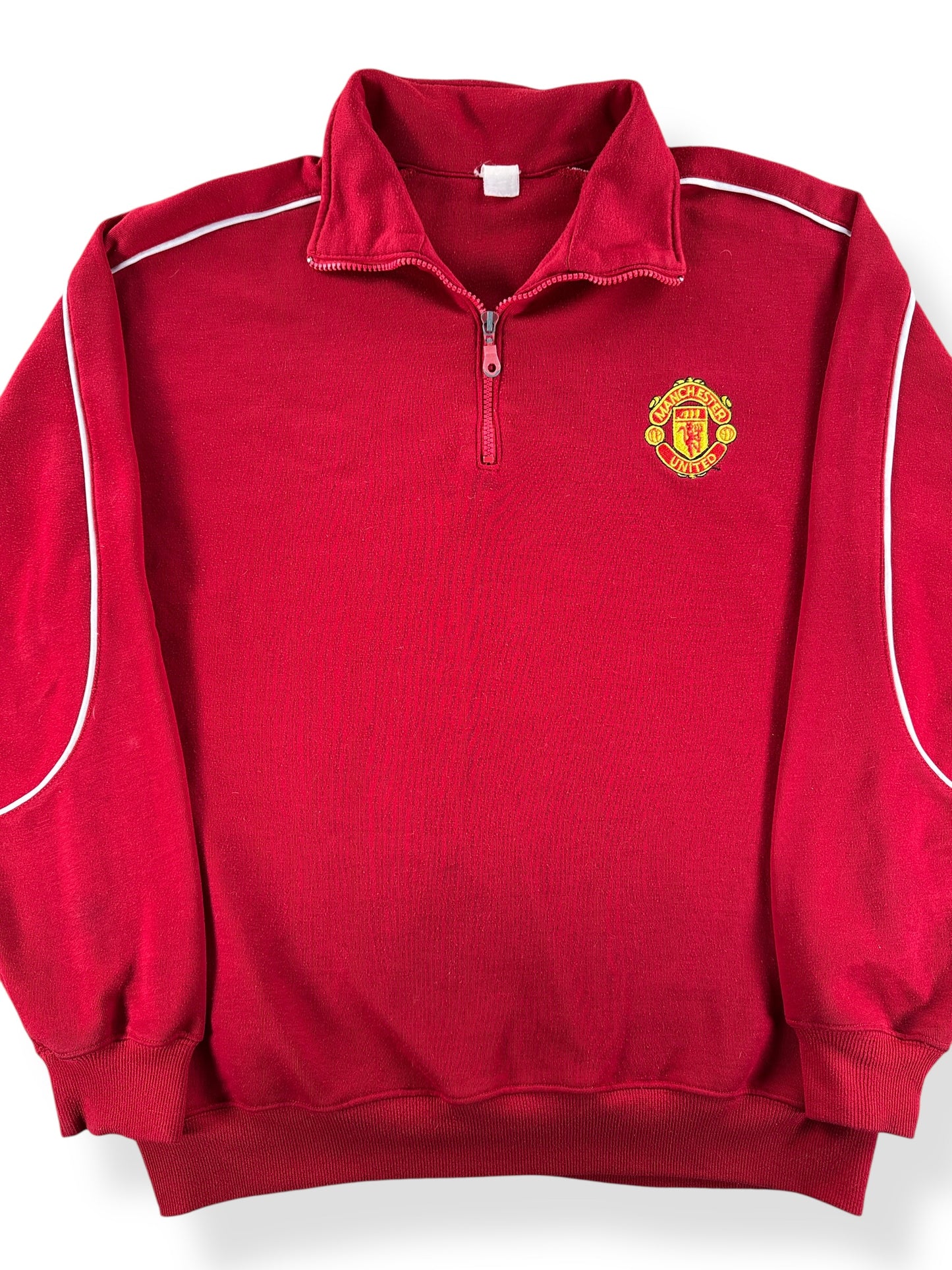 Front Close Up of Vintage Man U Quarter Zip Crewneck SZ L