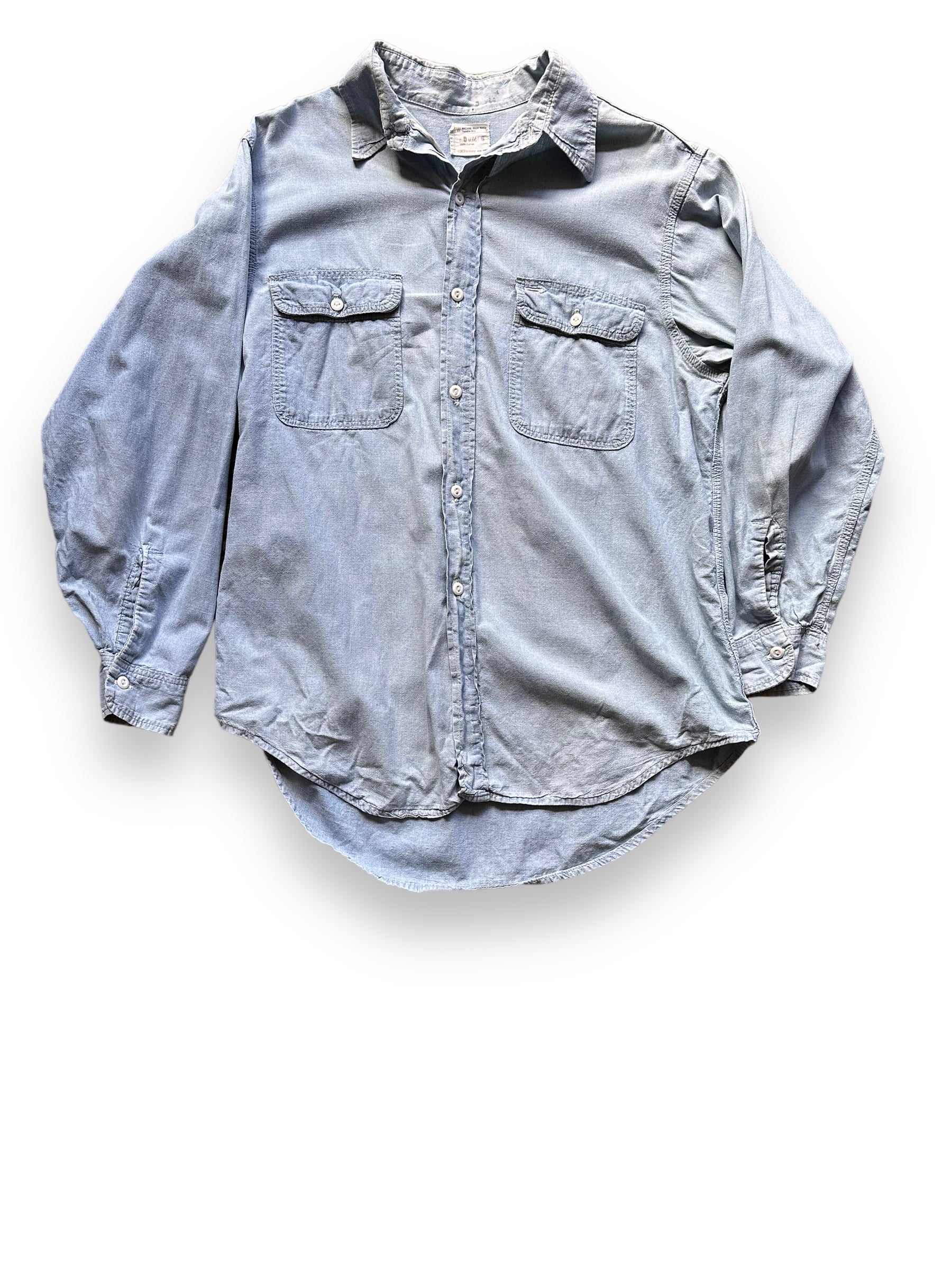 Front View of Vintage Penney's Paramount Pictures 100% Cotton Chambray Shirt SZ XL | Vintage Chambray Work Shirt Seattle | Vintage Clothing Seattle