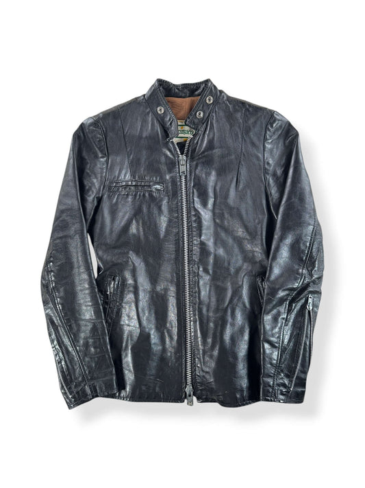 Front of Vintage Brimaco Leather Cafe Racer Jacket SZ 10