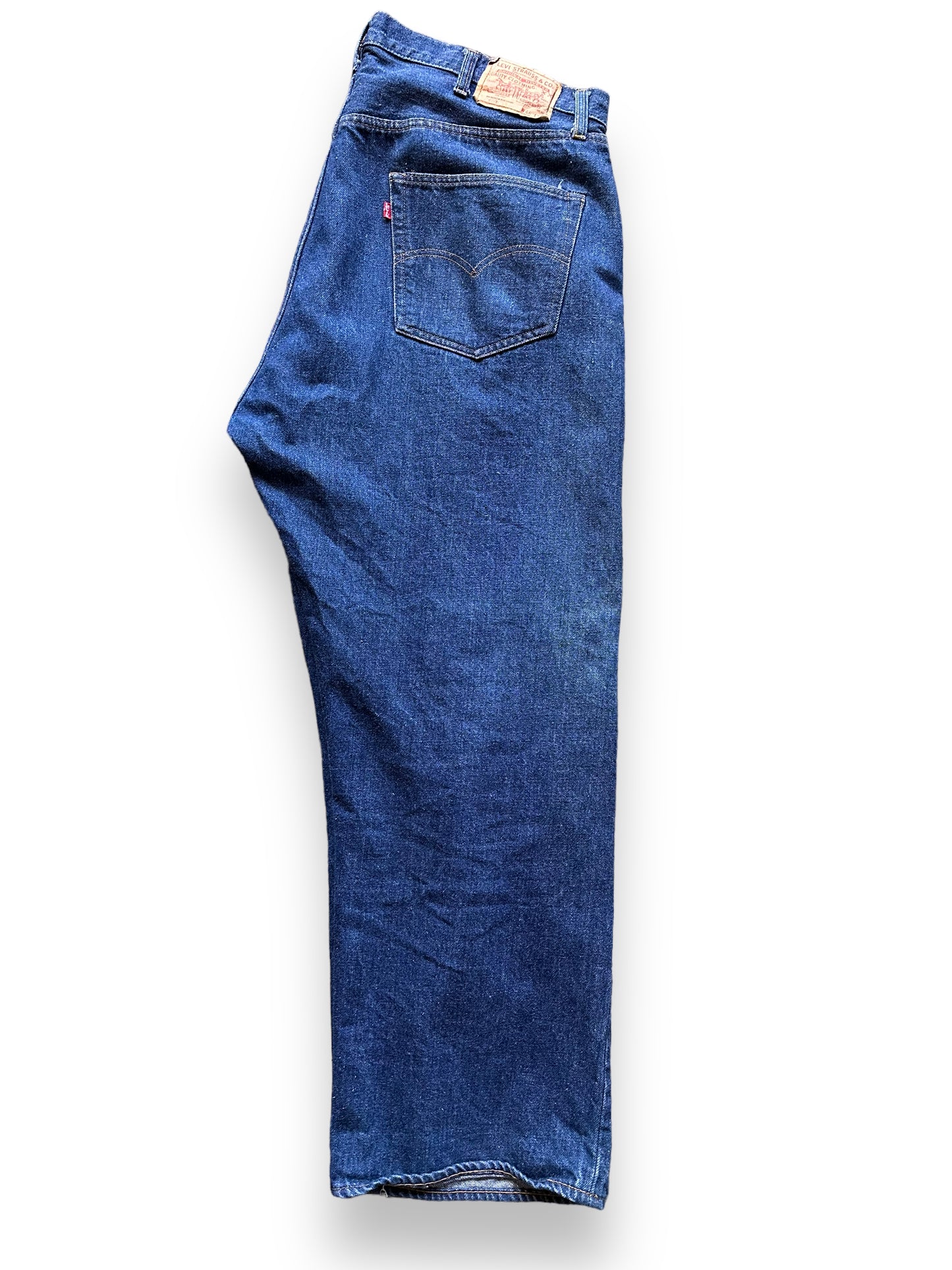 Folded Side View of Vintage Levi's 501 Single Stitch Selvedge Redlines W43 | Vintage Denim Seattle | Barn Owl Vintage Workwear