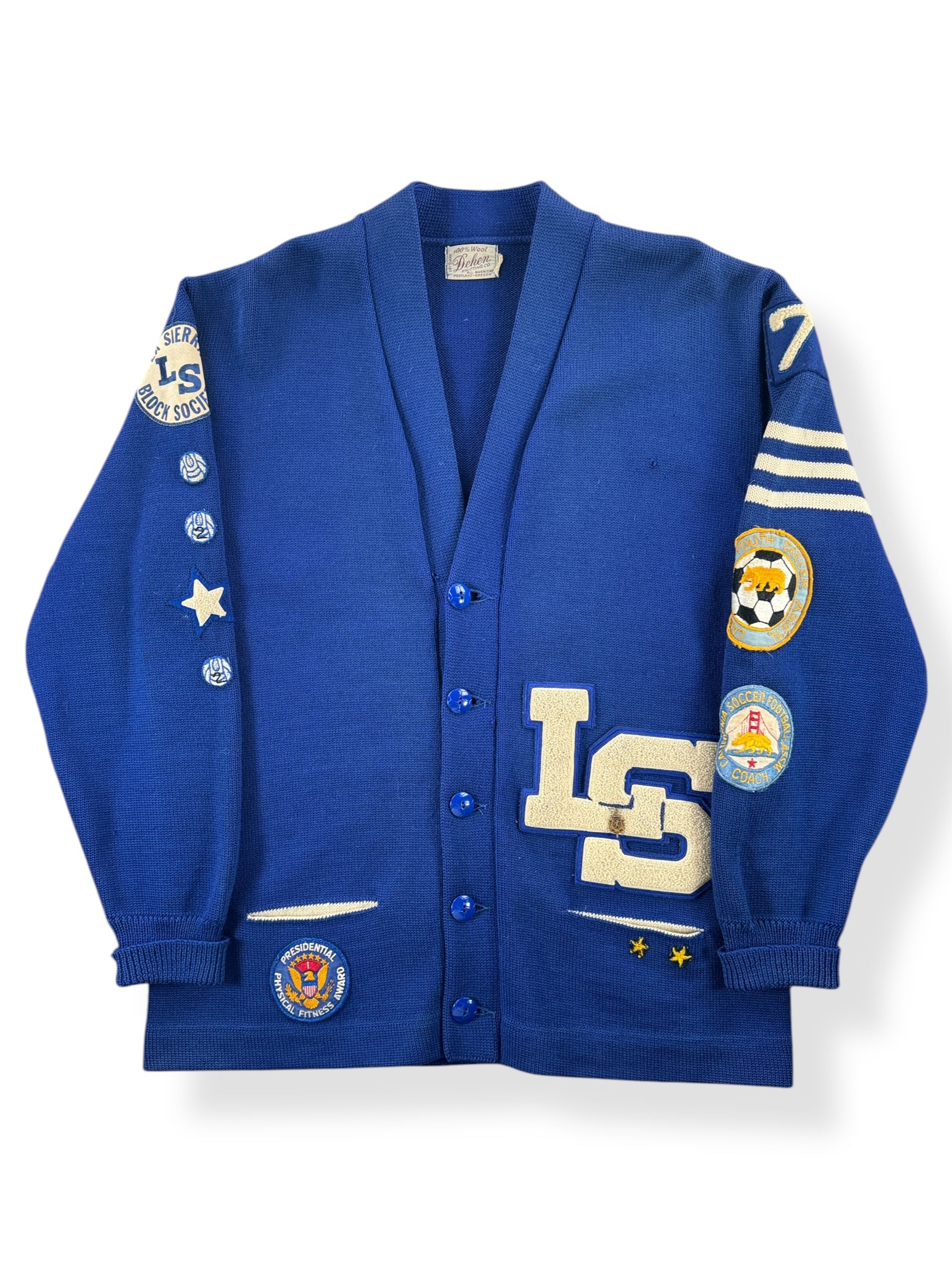 Front of Vintage 1971 Dehen Letterman's Sweater SZ XL