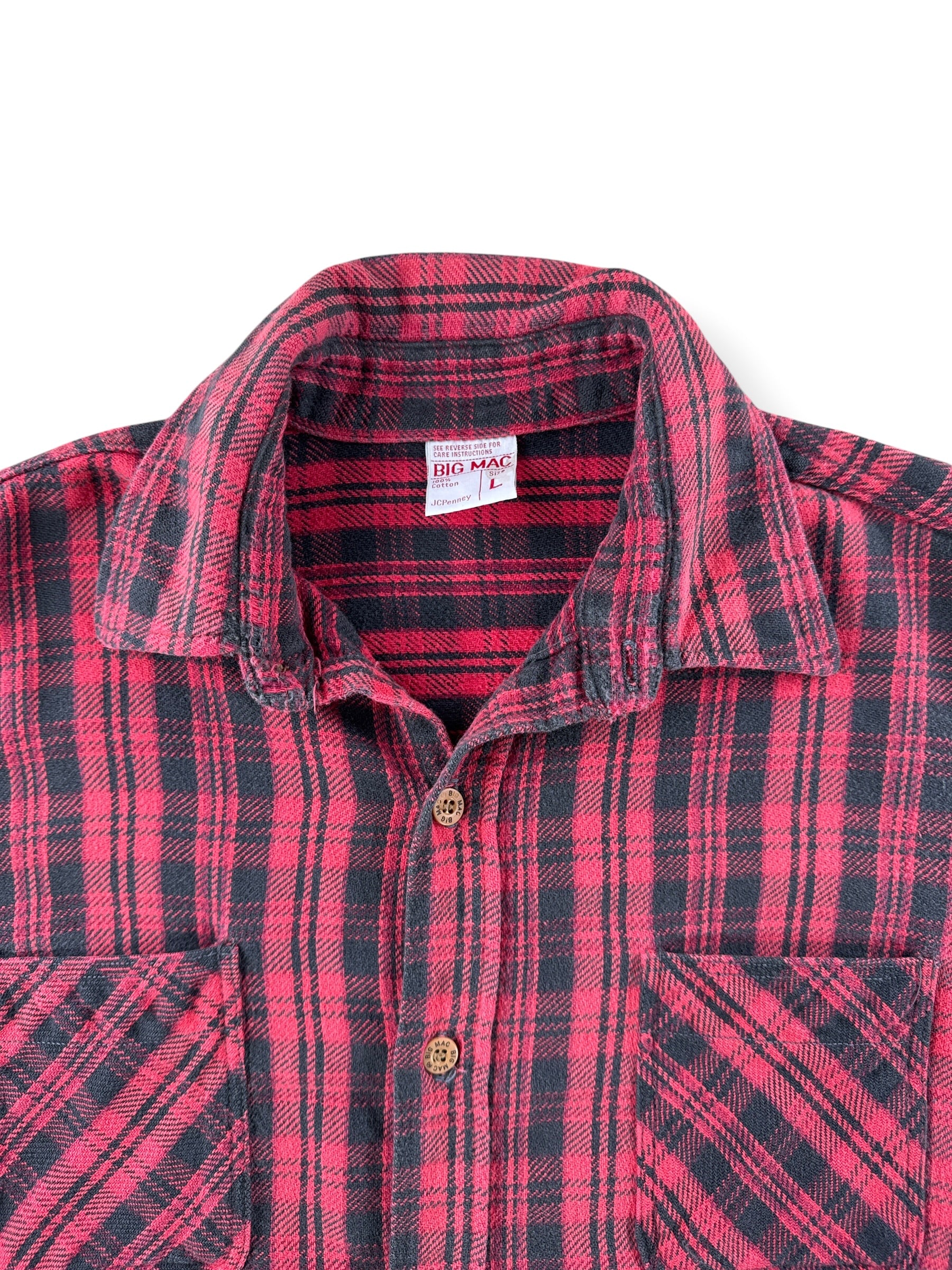 Collar on Vintage 1980s Big Mac Black & Red Cotton Flannel SZ L