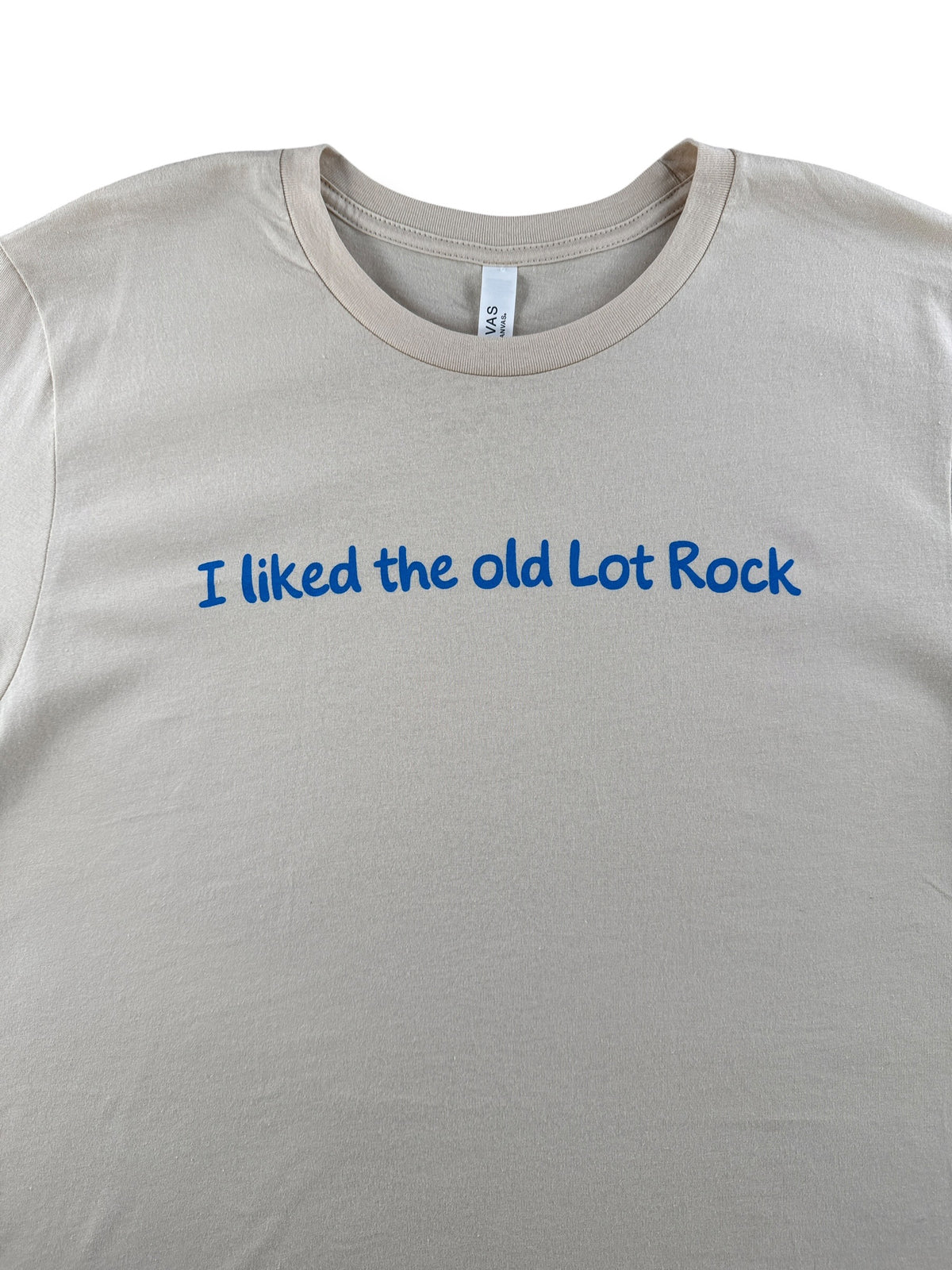Front graphic on blue Old Lot Rock Tee