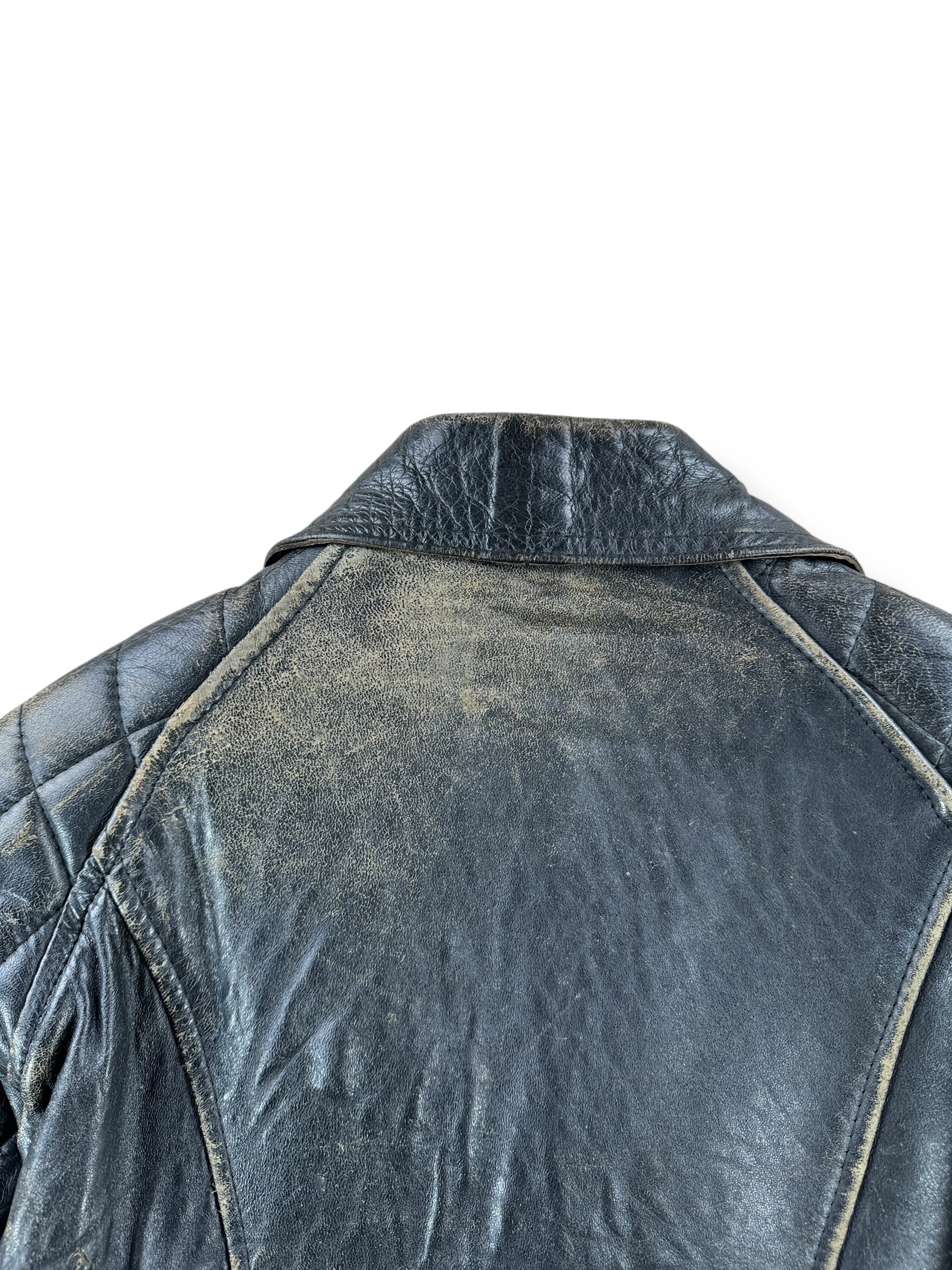 Fading on Leather on Back of Vintage Lewis Leathers Jacket SZ M