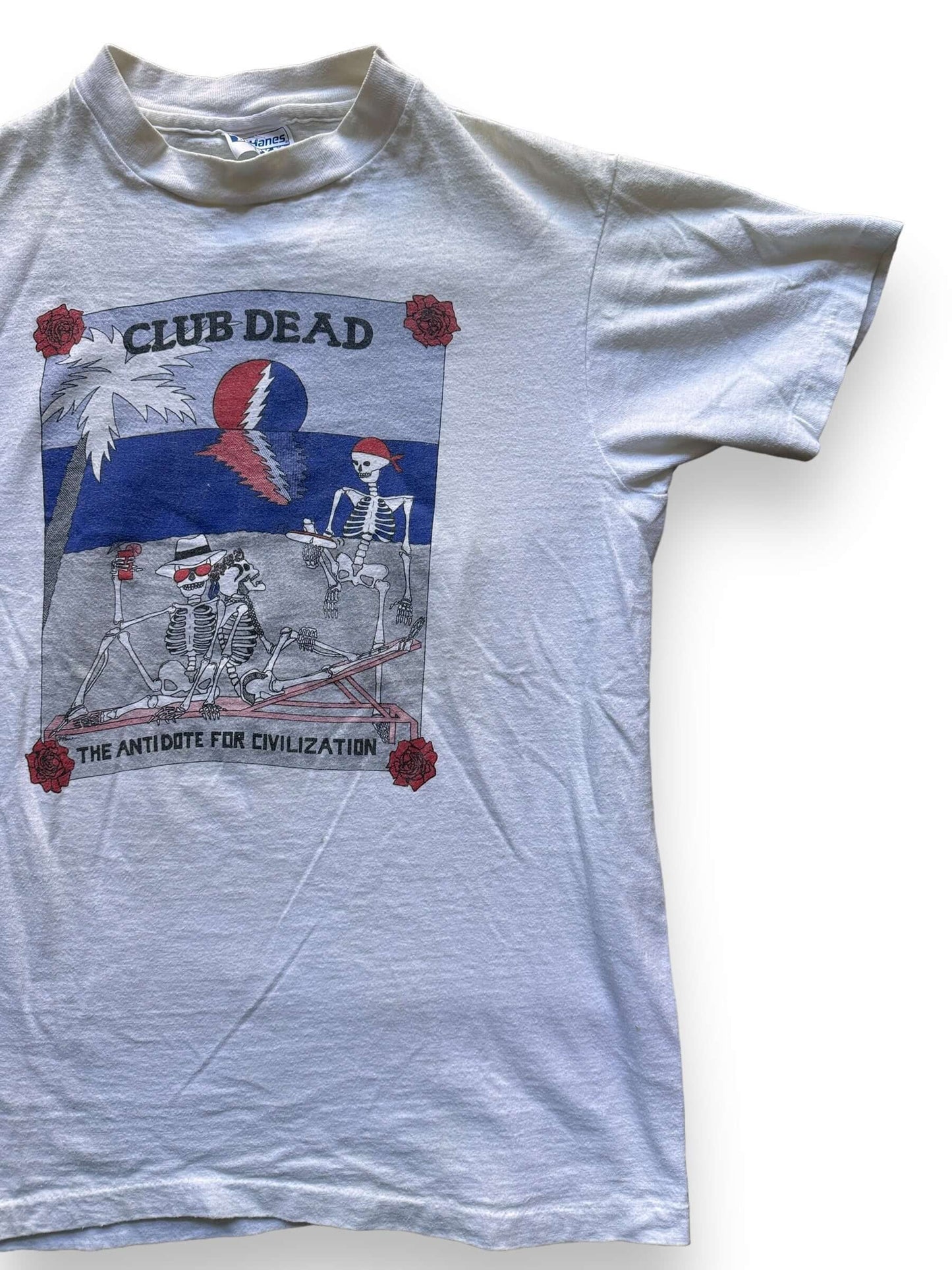 Front Left View of Vintage Club Dead Grateful Dead Single Stitch Tee SZ M