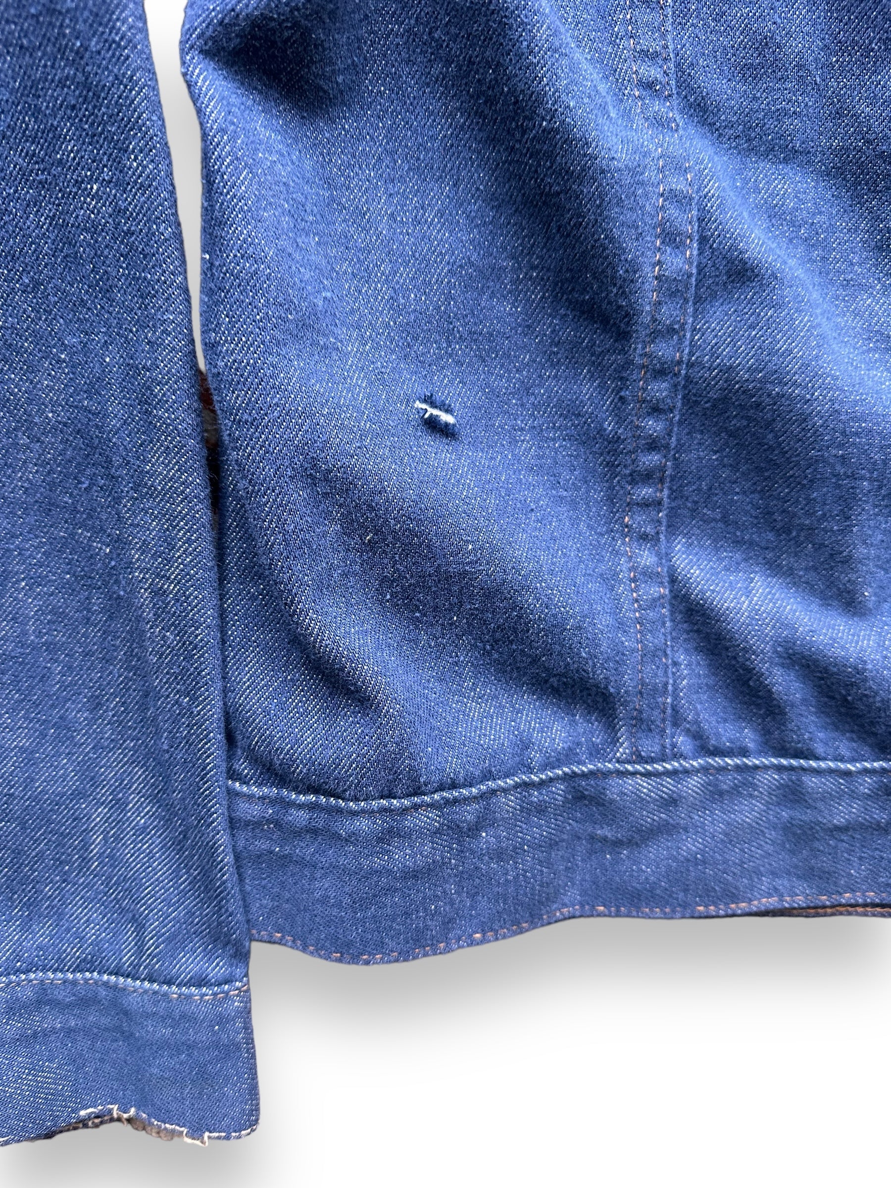 Small Nick on Rear of Vintage Ranchcraft Selvedge Denim Jacket SZ L | Vintage Denim Workwear Seattle | Seattle Vintage Denim