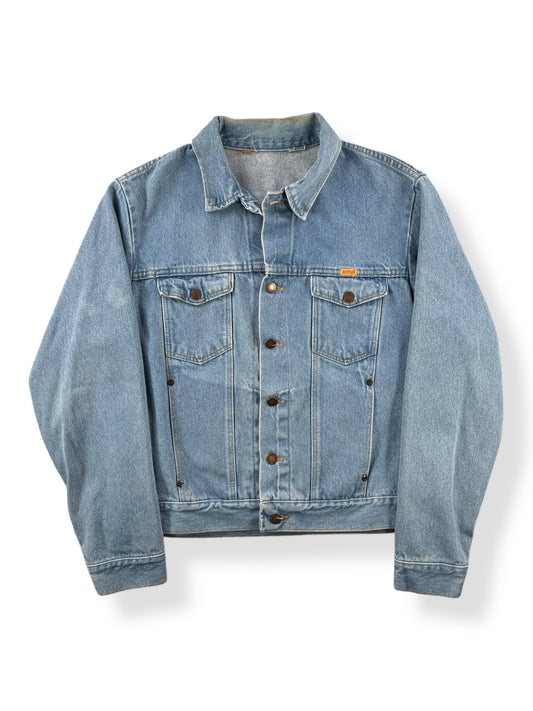 Front of Vintage Rustler Native Art Denim Jacket SZ L