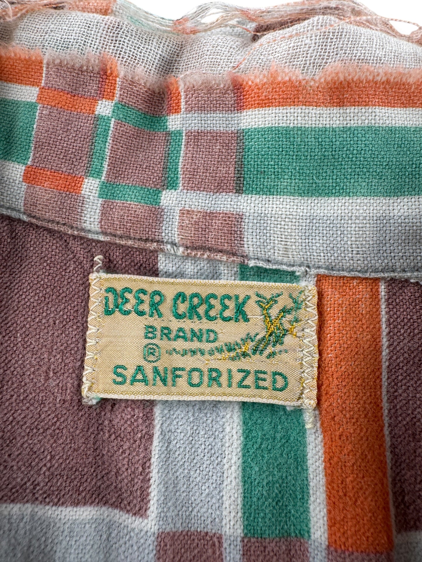 Tag on Vintage 1940s Deer Creek Cotton Flannel SZ M