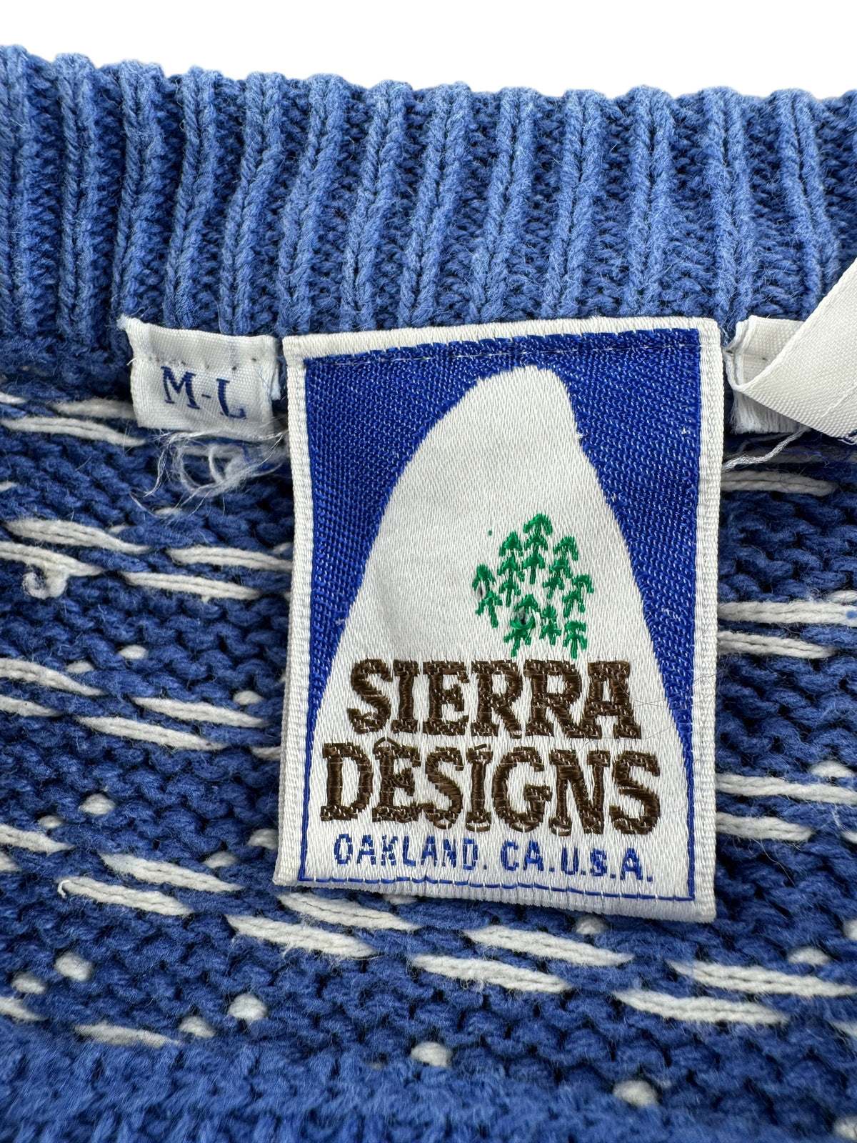 Tags on Vintage 1980s Sierra Designs Birdseye Cotton Sweater SZ M/L