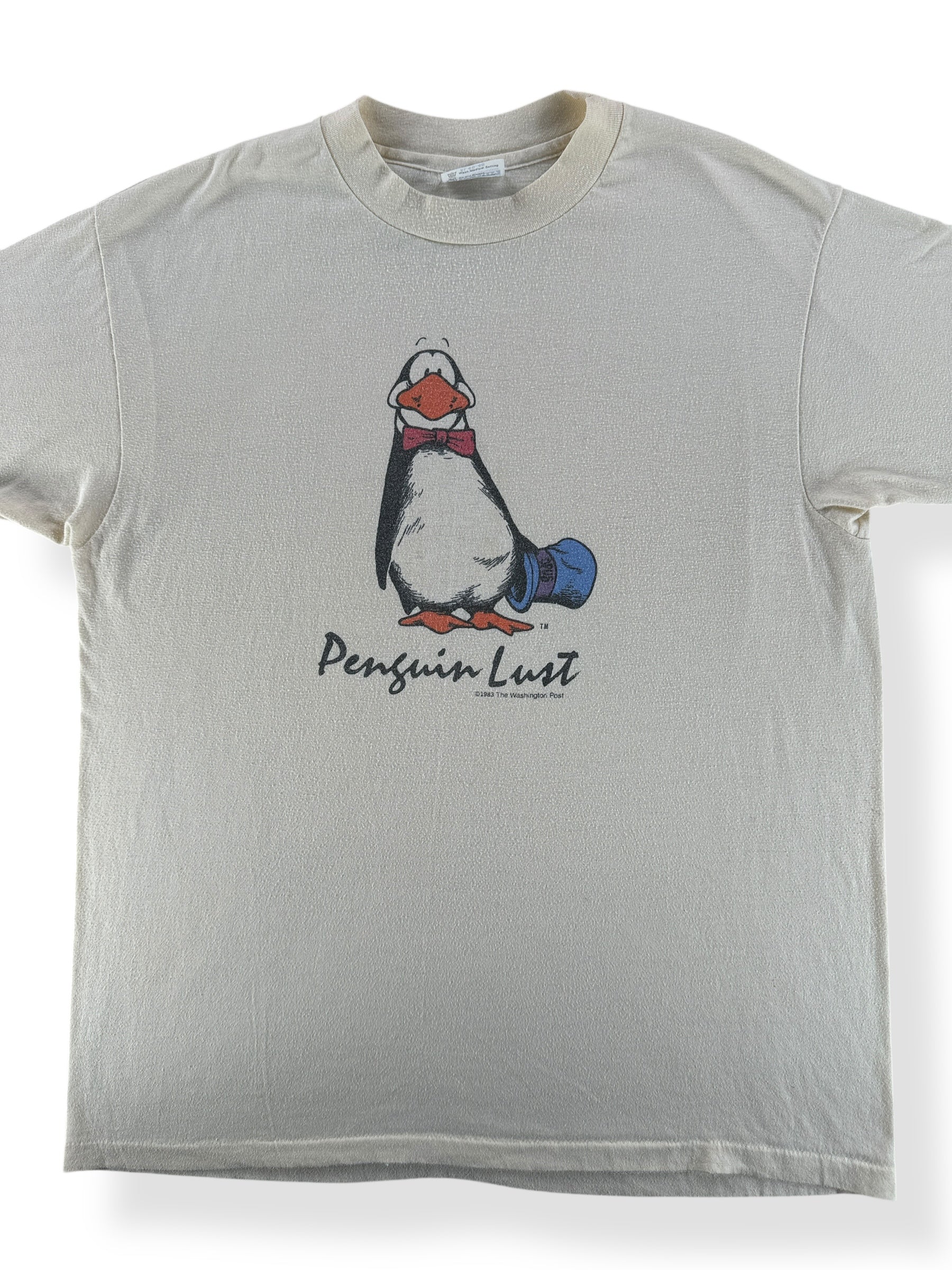 Front Close Up of Vintage Otis The Penguin Penguin Lust Bloom County Tee SZ L