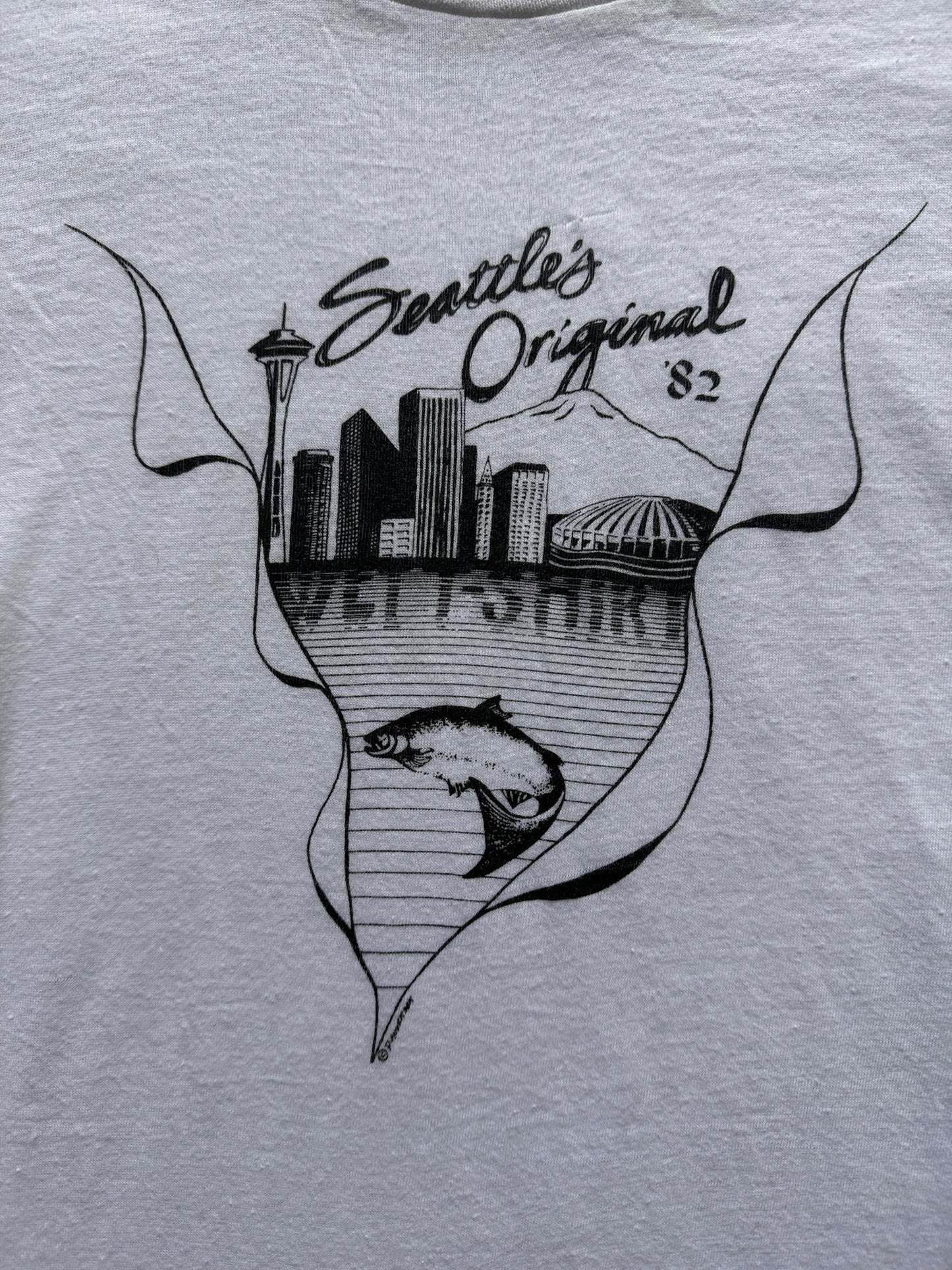 front graphic of Vintage 1982 Seattle Wet T-Shirt Tee SZ XS