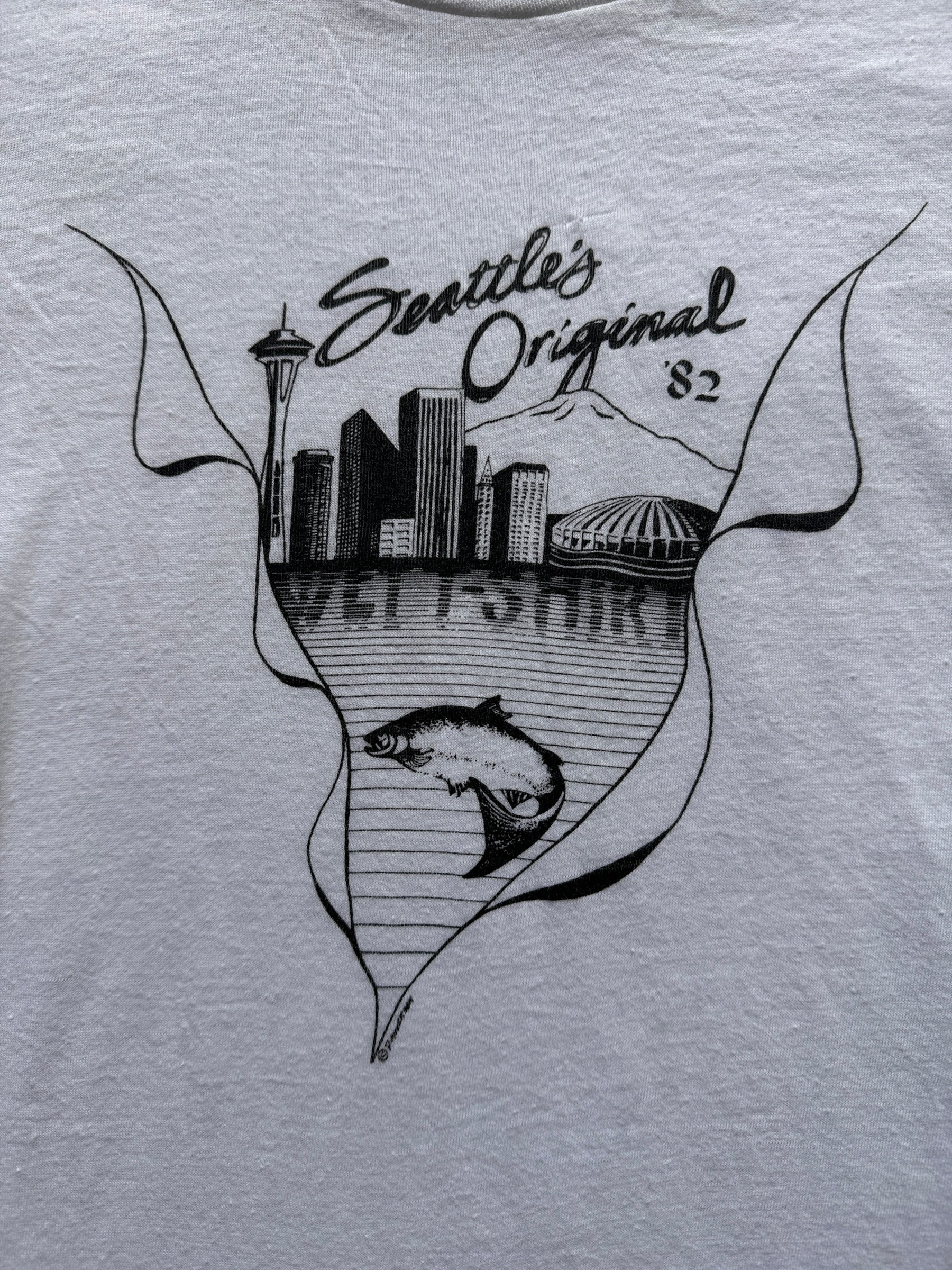 front graphic of Vintage 1982 Seattle Wet T-Shirt Tee SZ XS