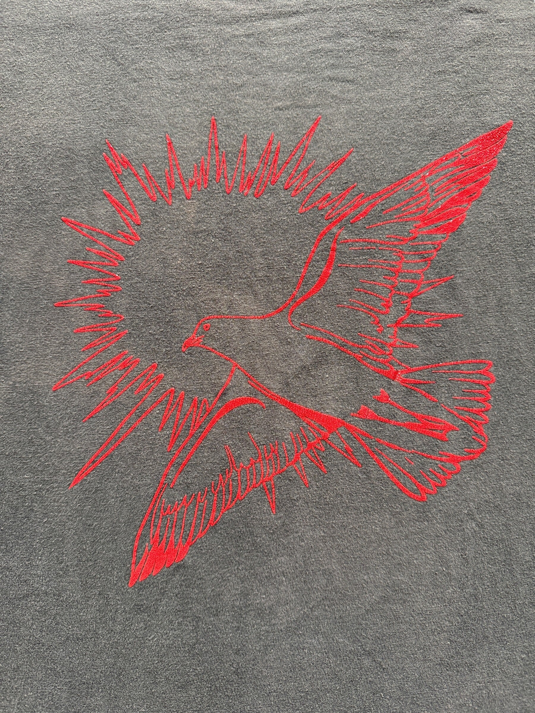 Front Graphic of Vintage Sparkly Dove Tee SZ XS