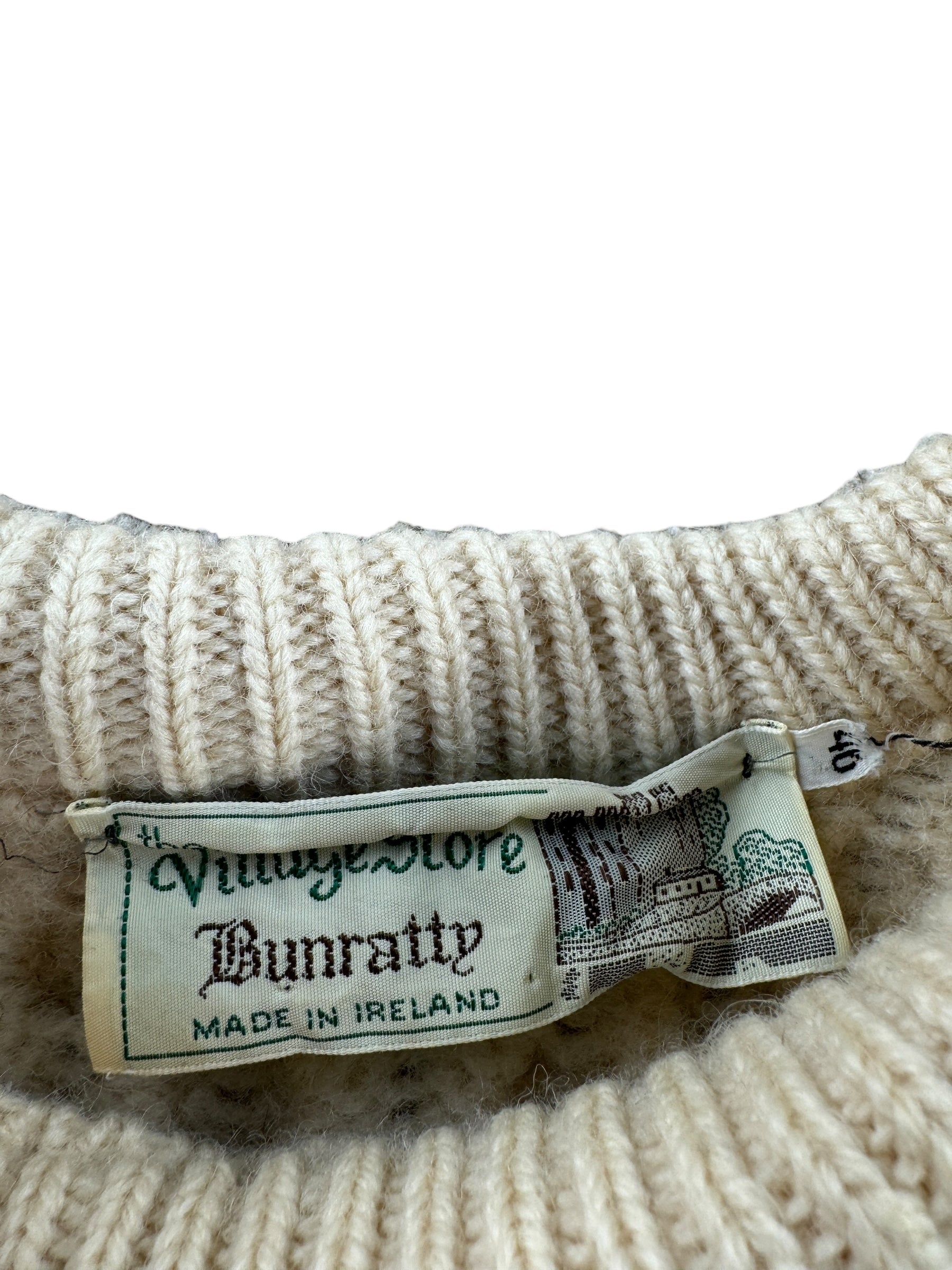 Tag on Vintage Irish Wool Sweater SZ 40