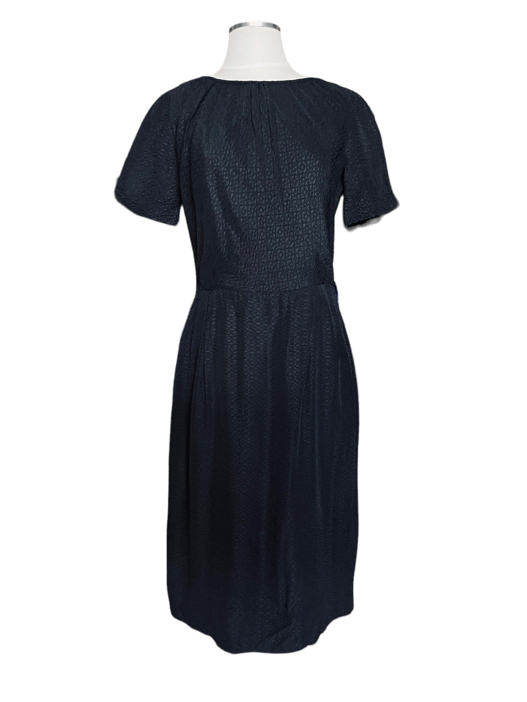Full front view of Vintage 1950s Black Textured Dress by Parkshire |  Barn Owl Vintage | Seattle Vintage Dresses