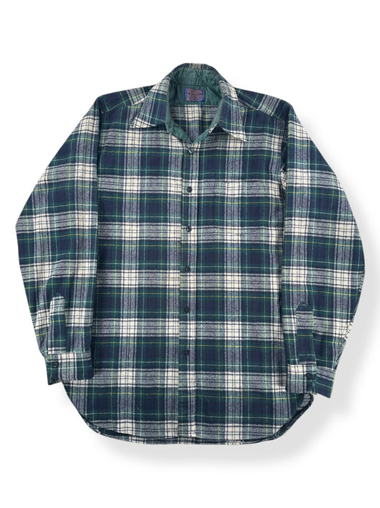 Front of Vintage Green And Navy Pendleton Flannel SZ L
