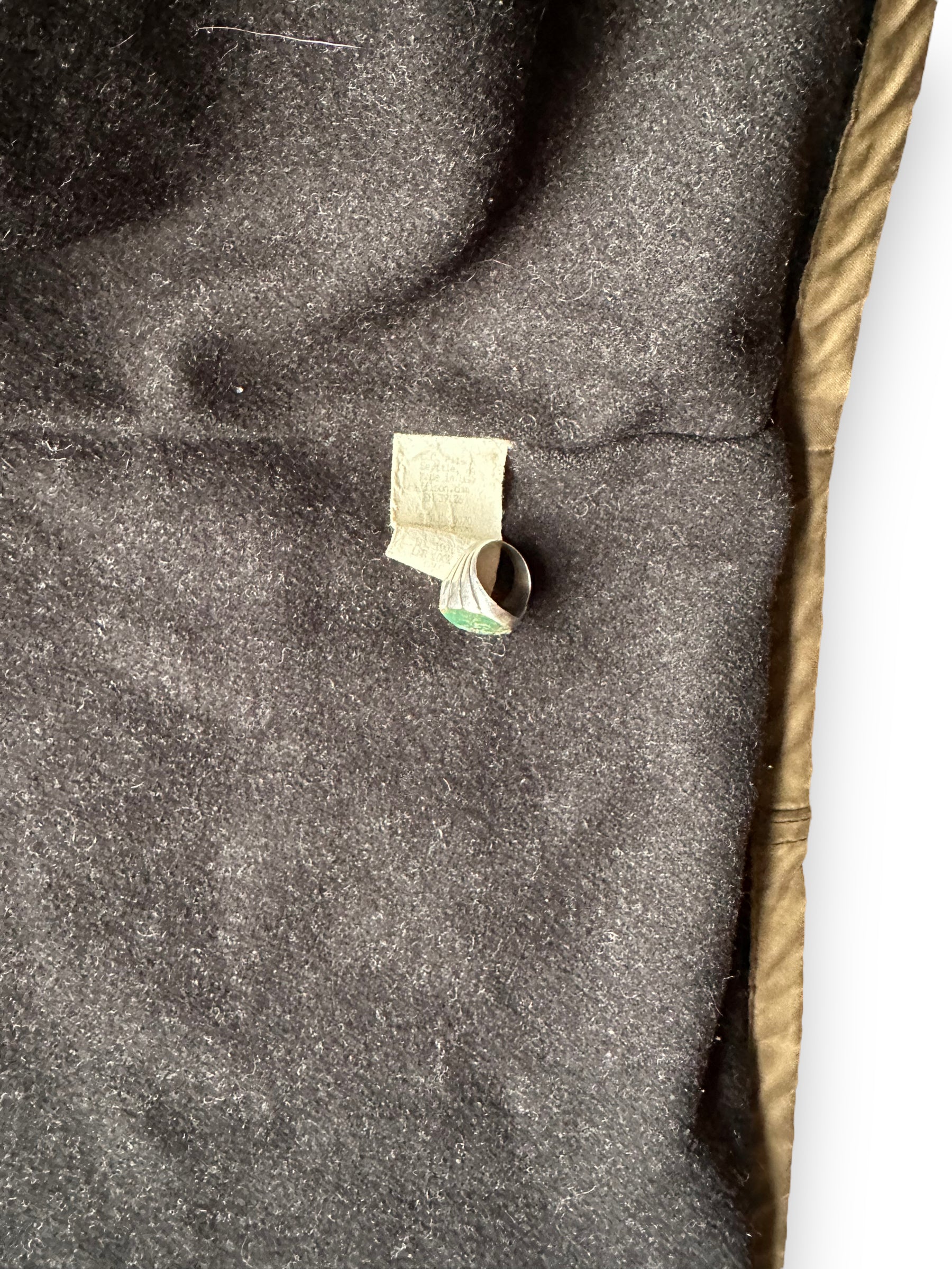 Production Label on Filson Foothills Parka SZ L |  Filson Tin Cloth Jackets Seattle | Barn Owl Vintage Clothing Seattle