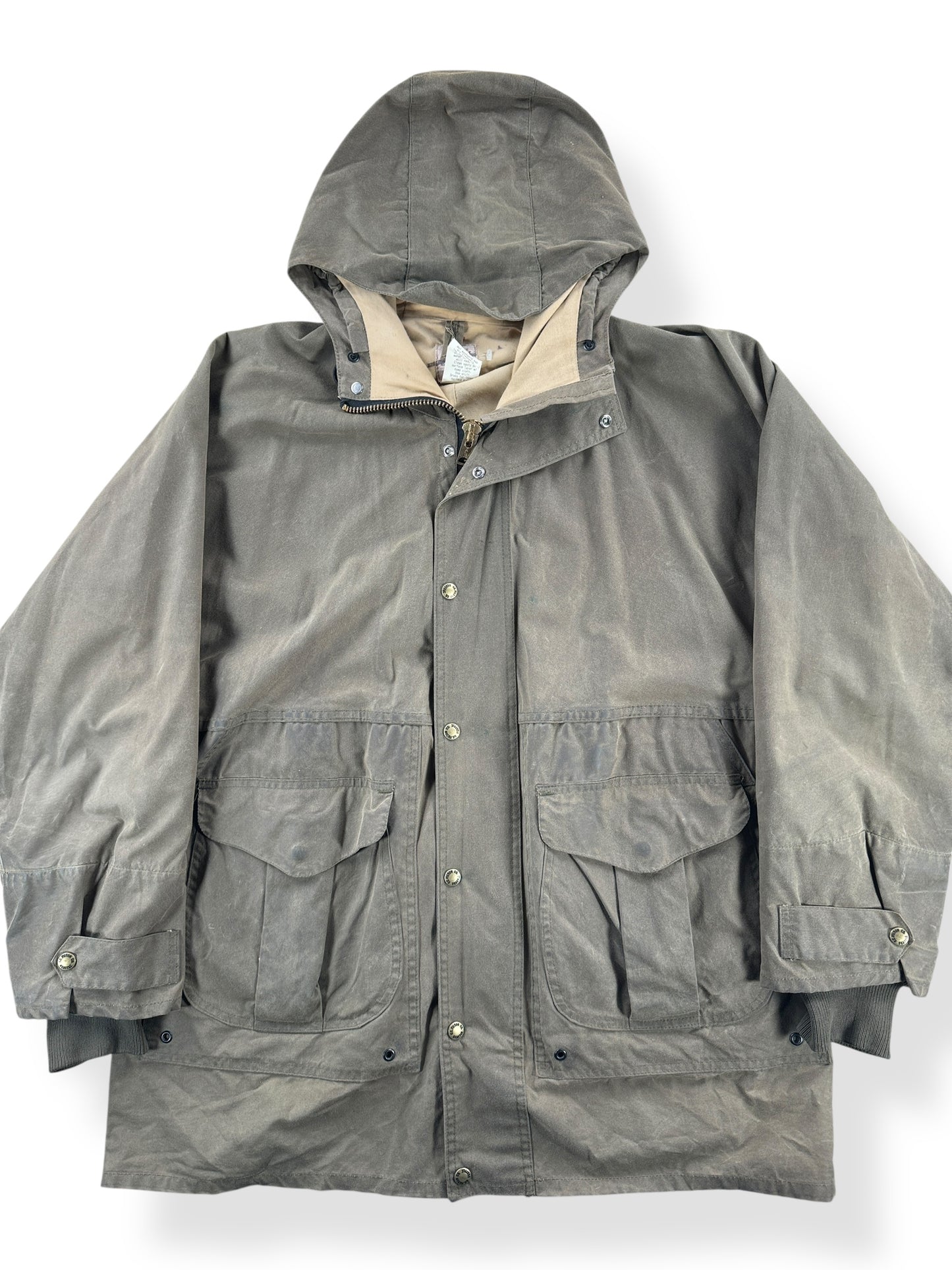 Front Close Up of Vintage Filson All Season Rain Coat SZ L