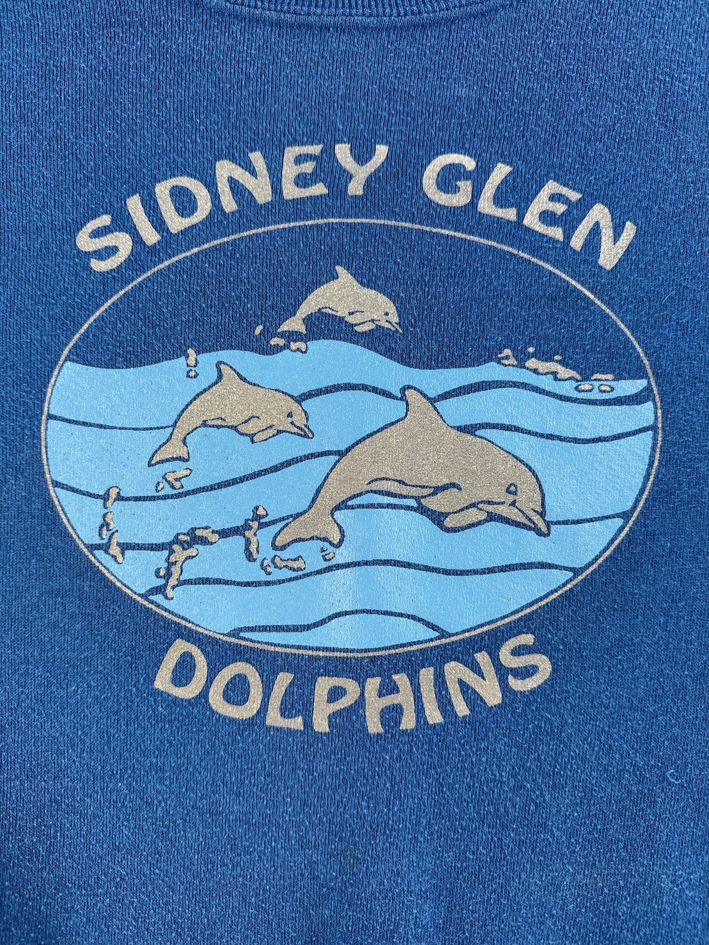 Front graphic on Vintage Sidney Glen Dolphins Crewneck SZ XL (Fits L)