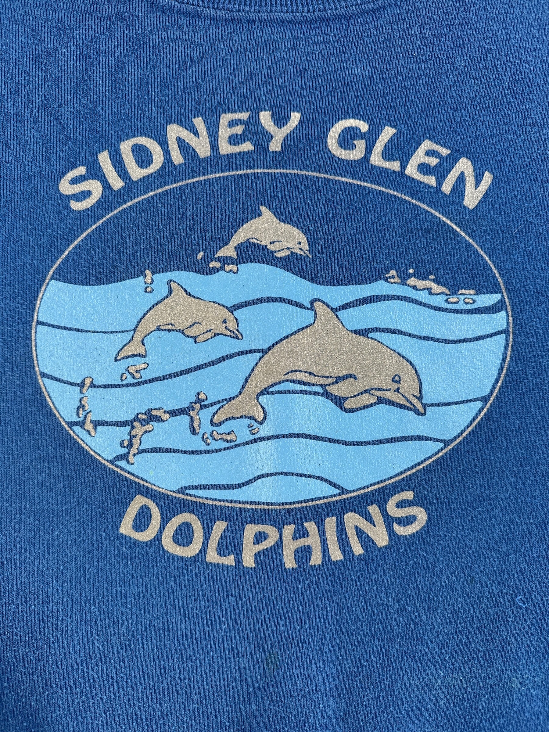 Front graphic on Vintage Sidney Glen Dolphins Crewneck SZ XL (Fits L)