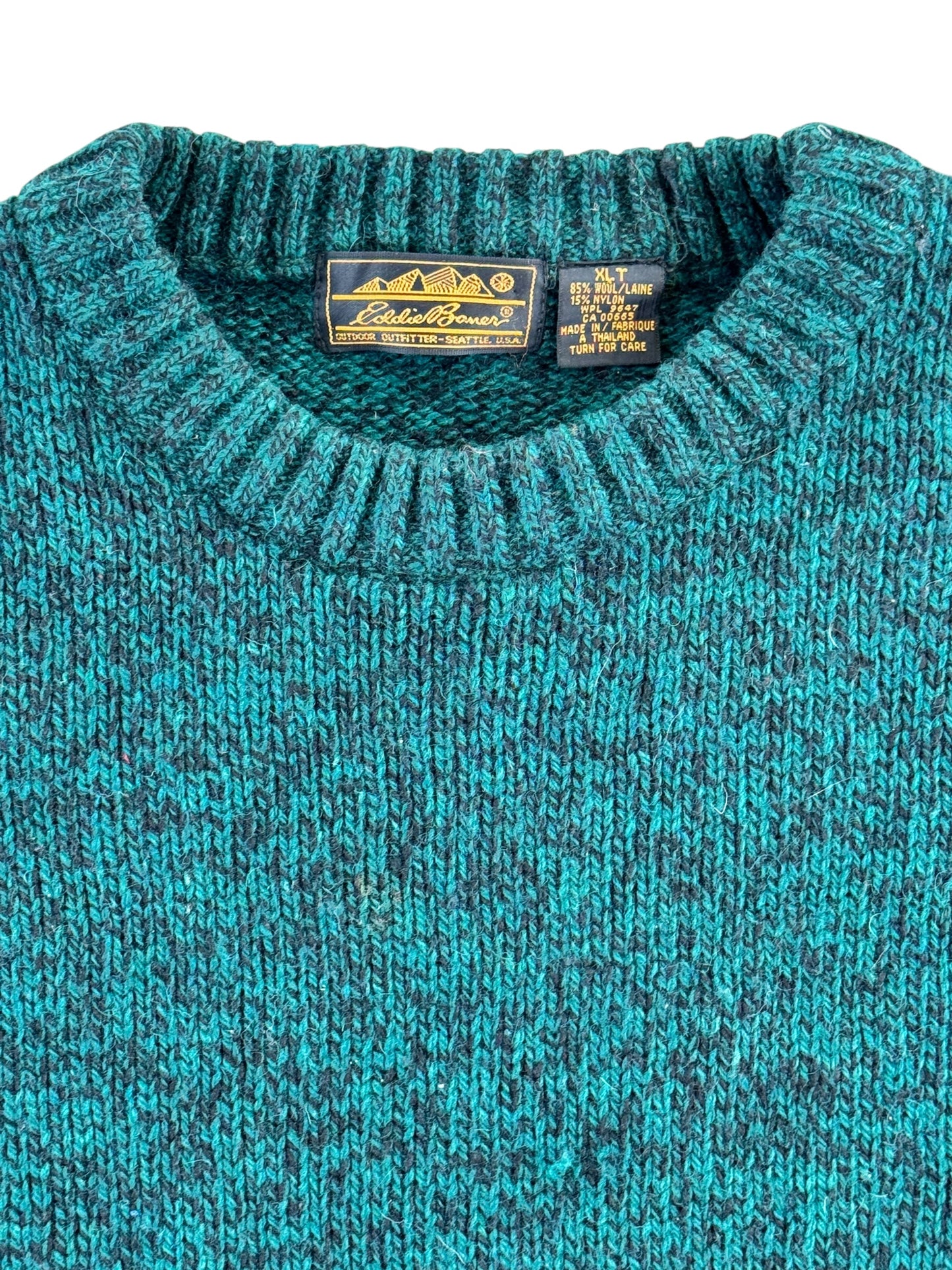 Tag view of Eddie Bauer Green/Black Sweater XLT