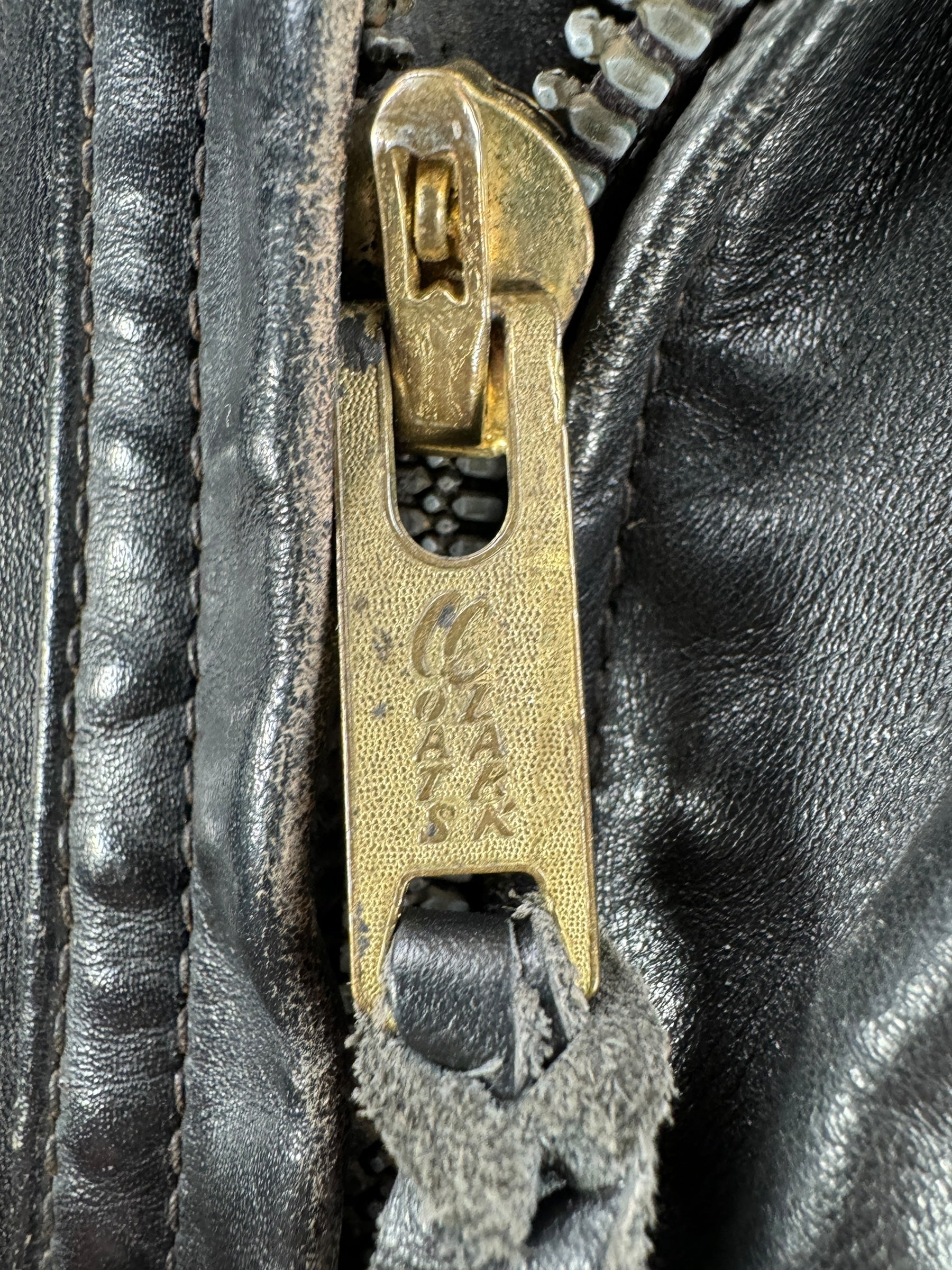 Zipper on Vintage Langlitz Columbia Leather Jacket SZ S