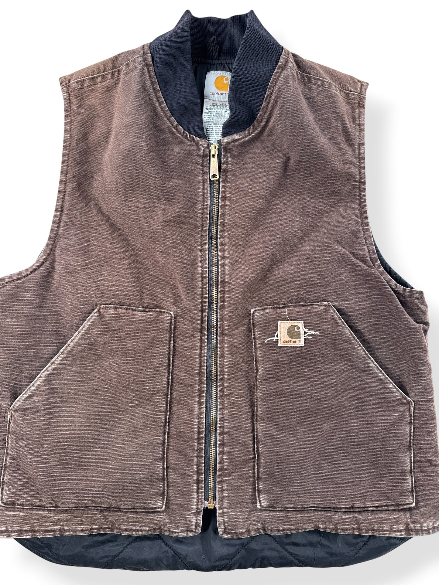 Close-up of Carhartt Brown Vest SZ L