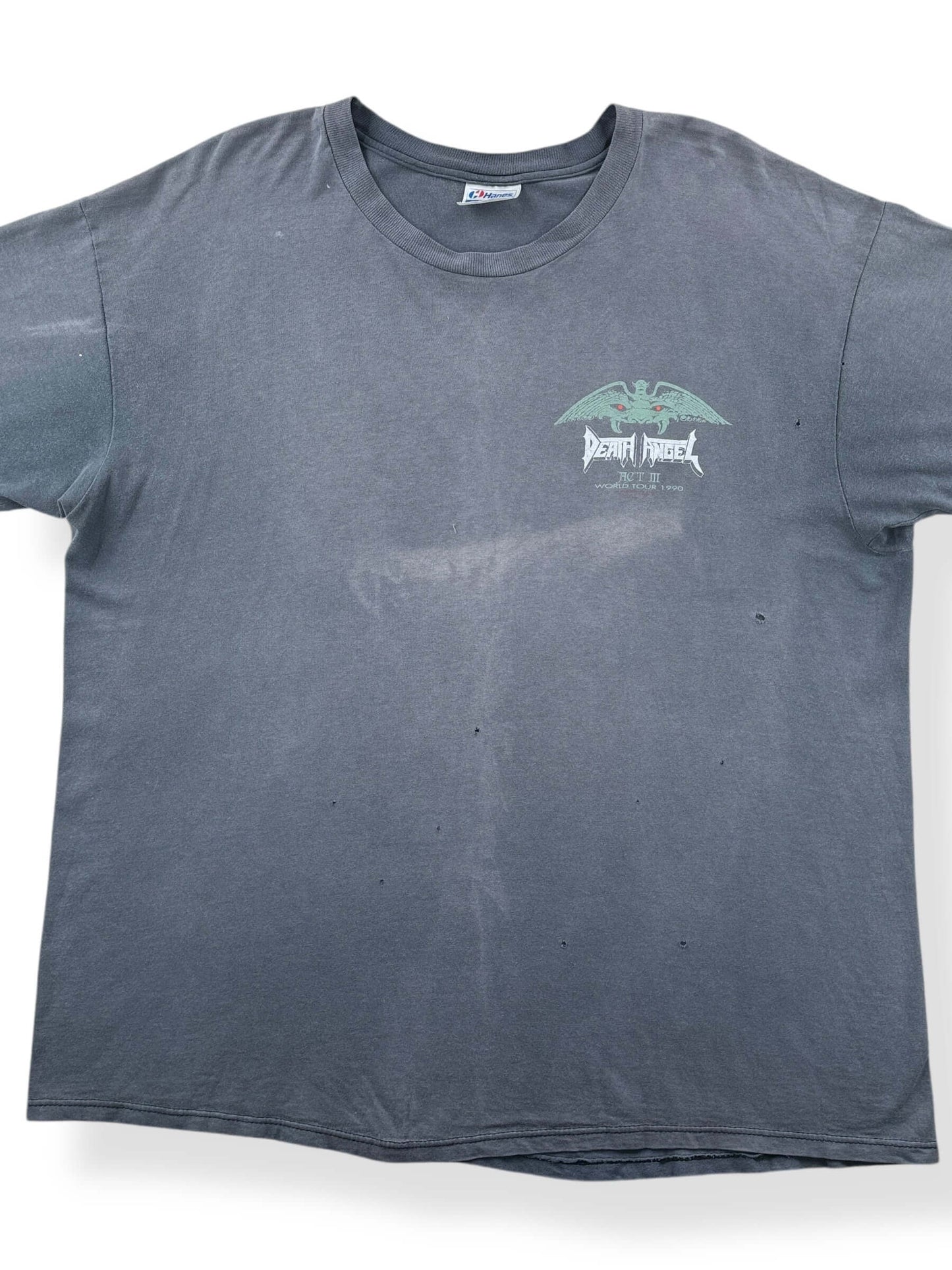 Front Close Up of Vintage Death Angel Act III Fader Tee SZ XL