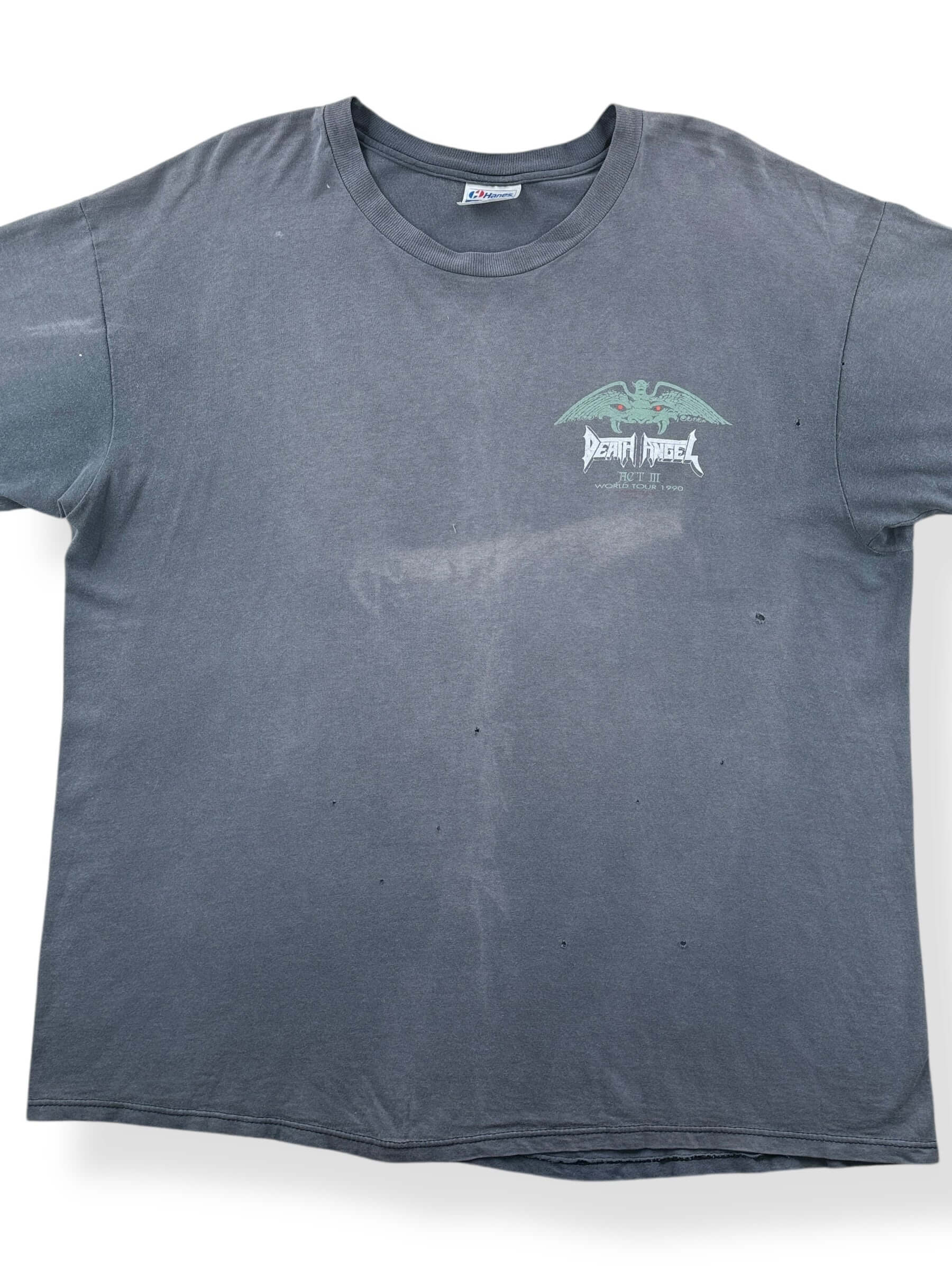 Front Close Up of Vintage Death Angel Act III Fader Tee SZ XL