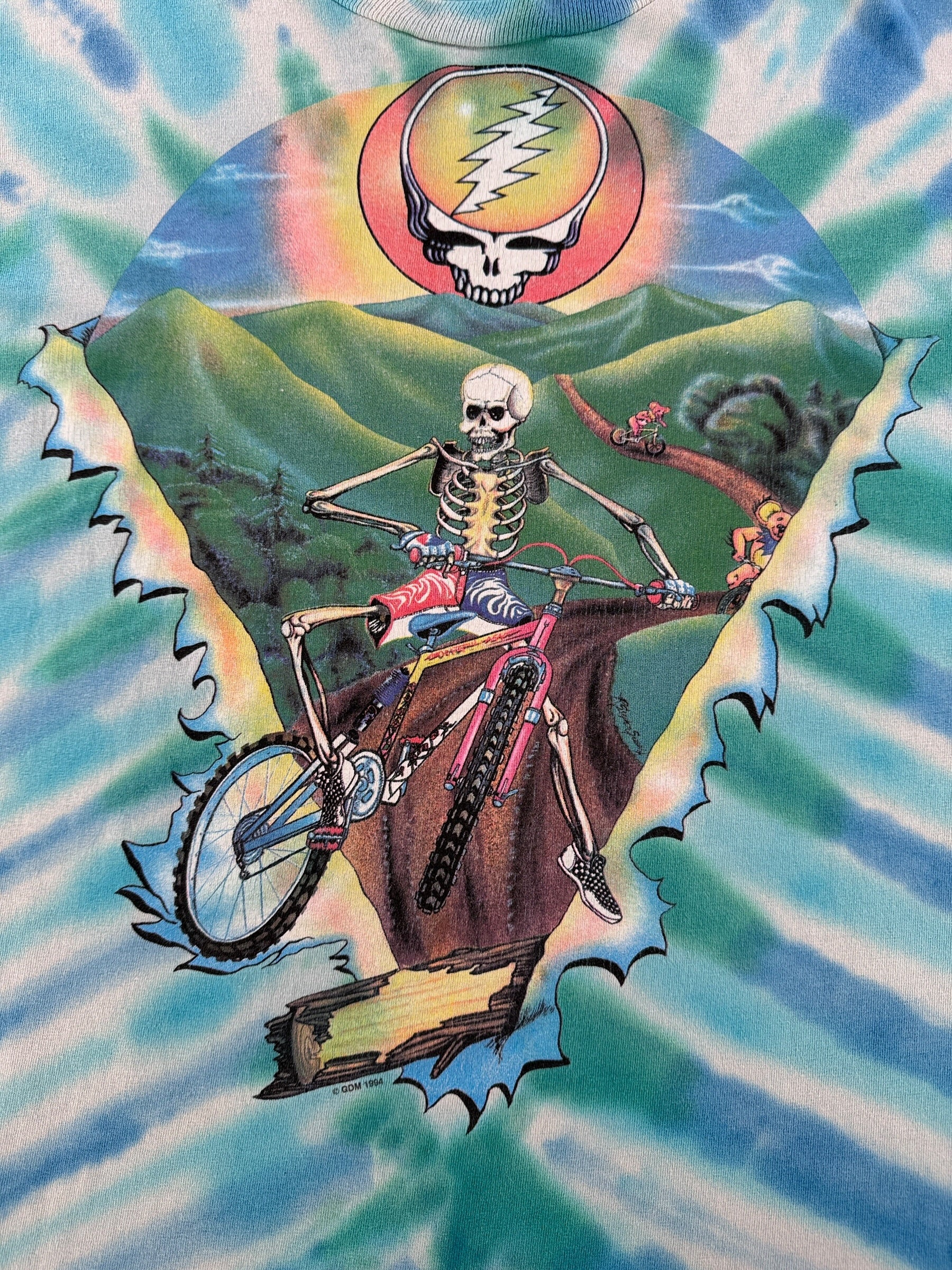Graphic of Vintage Cosmic Charlie Grateful Dead Mountain Biking Tee SZ XXL