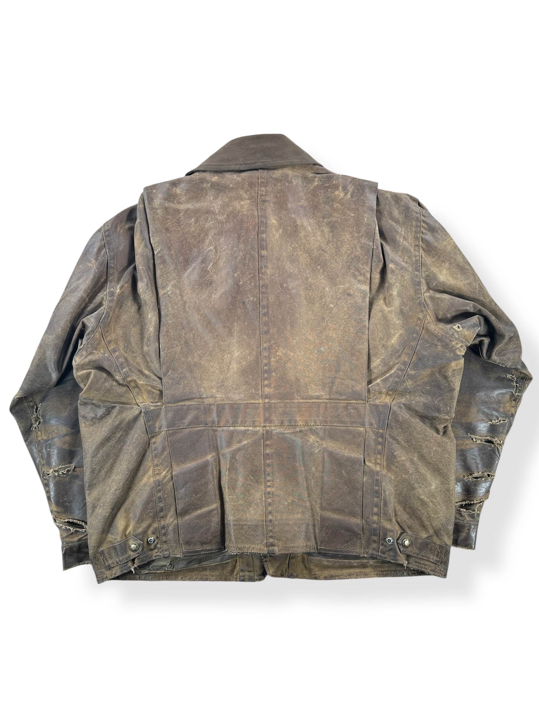 Back of Modern Filson Tin Cloth Field Jacket With Patina AS IS SZ M