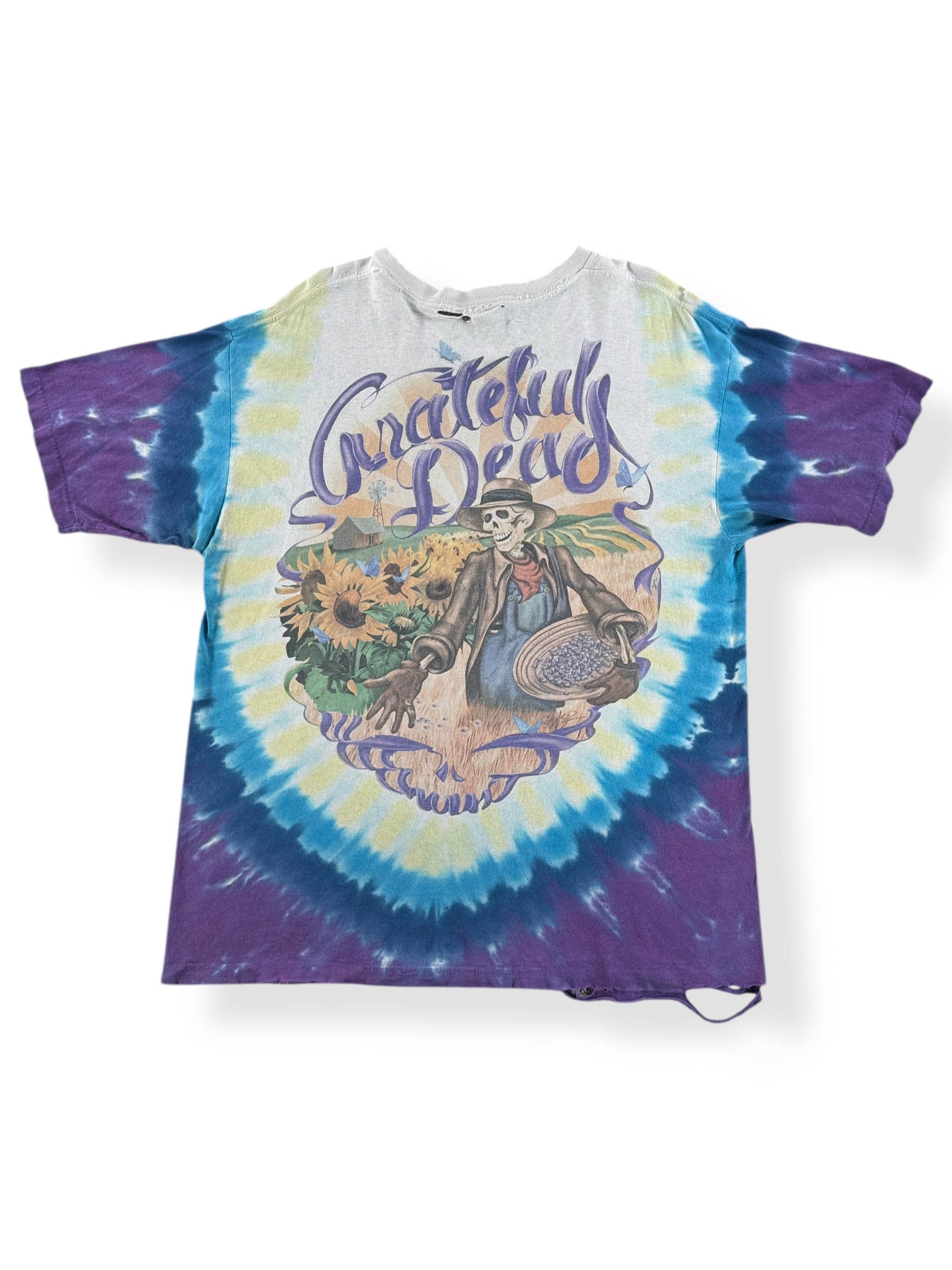 Back of Vintage Grateful Dead Sunflower Skeleton Tee SZ XL