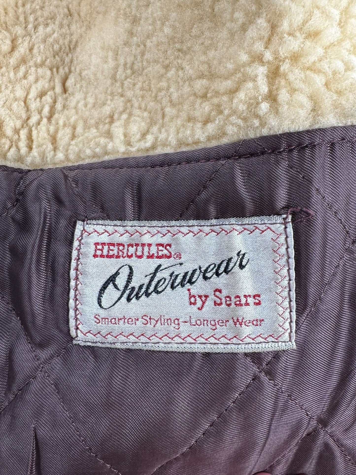 Label on Vintage Hercules Shearling Leather Jacket SZ M