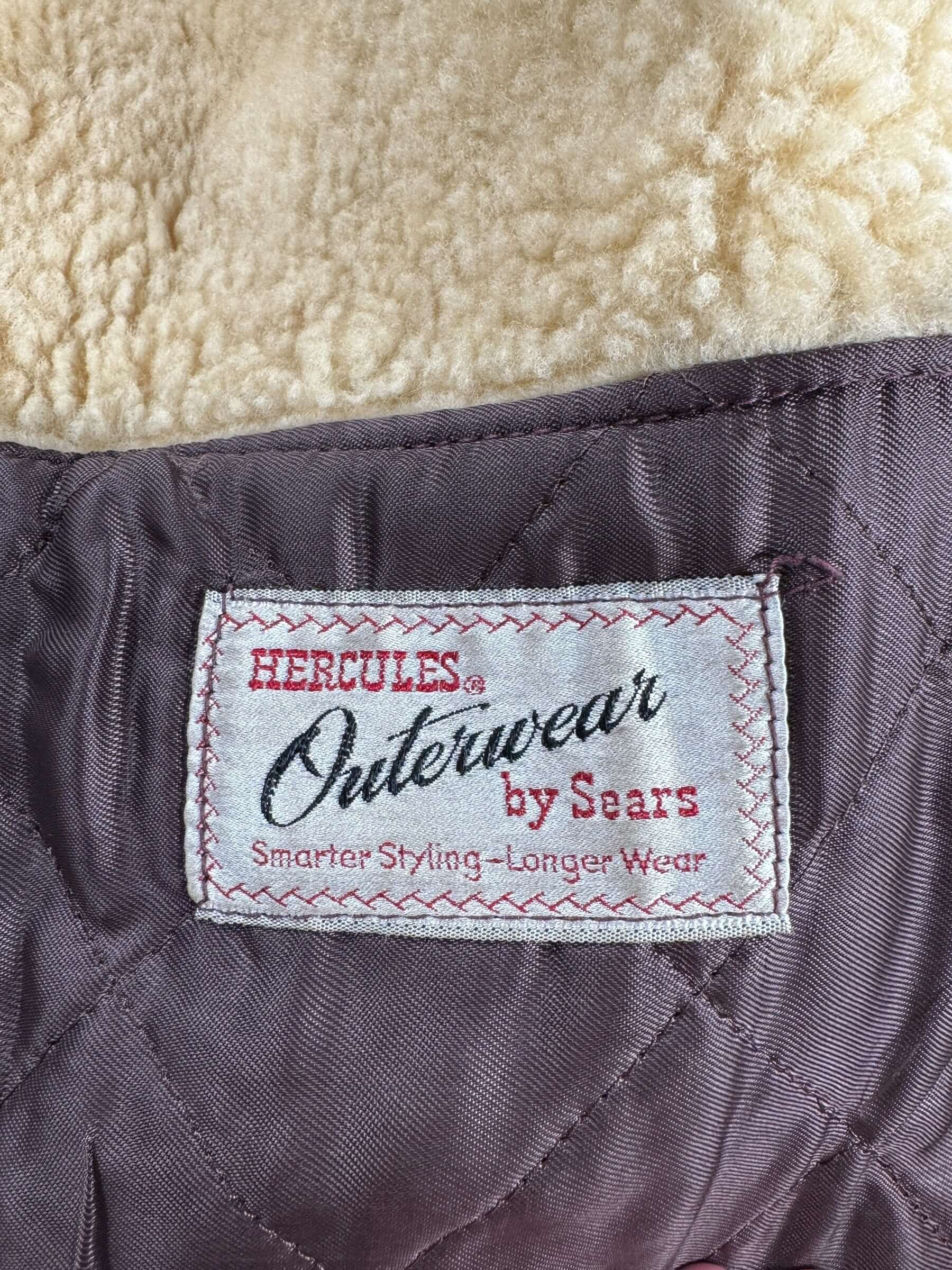 Label on Vintage Hercules Shearling Leather Jacket SZ M
