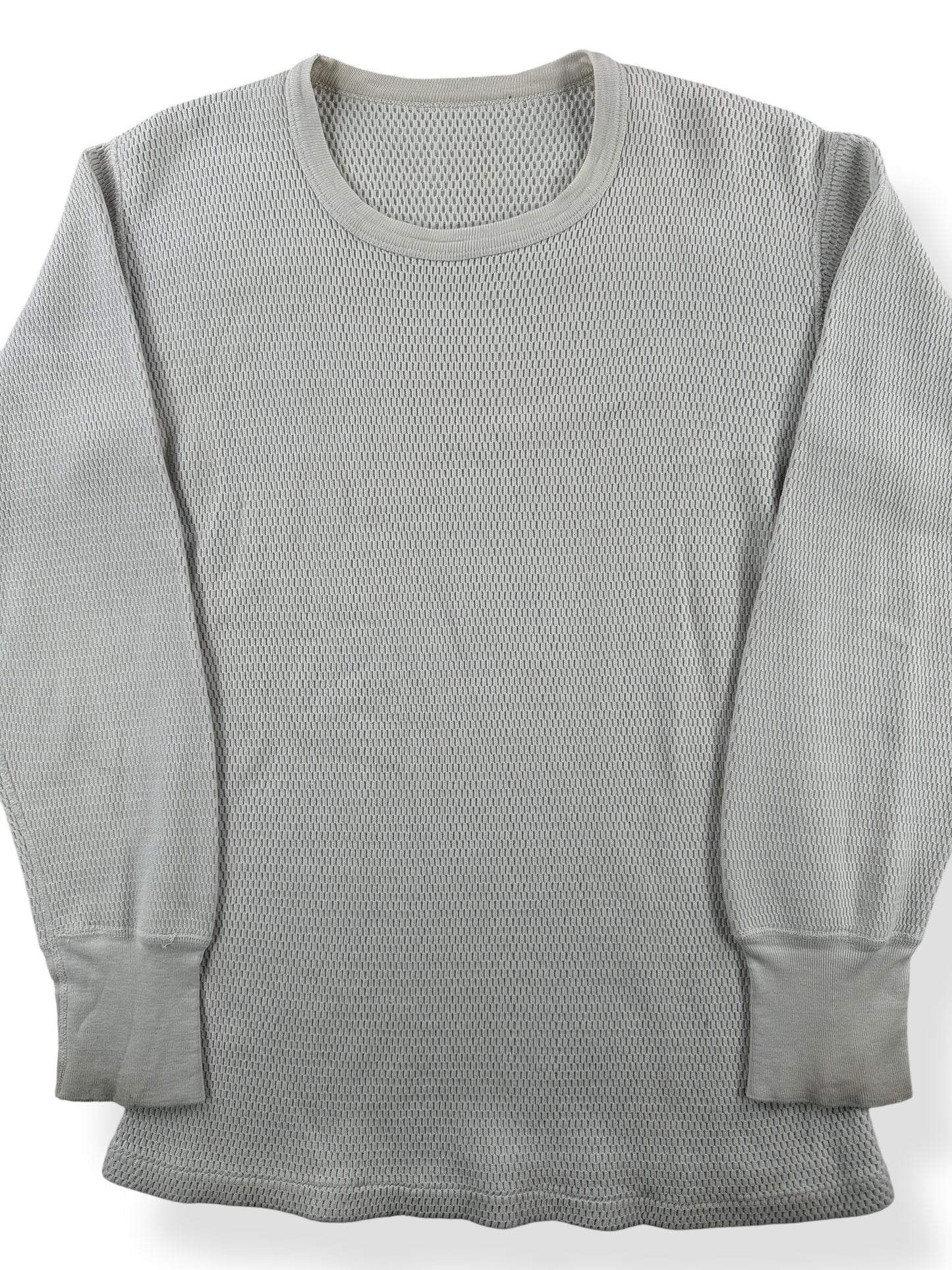 Front Close Up of Vintage Unbranded Thermal Waffle Top SZ S