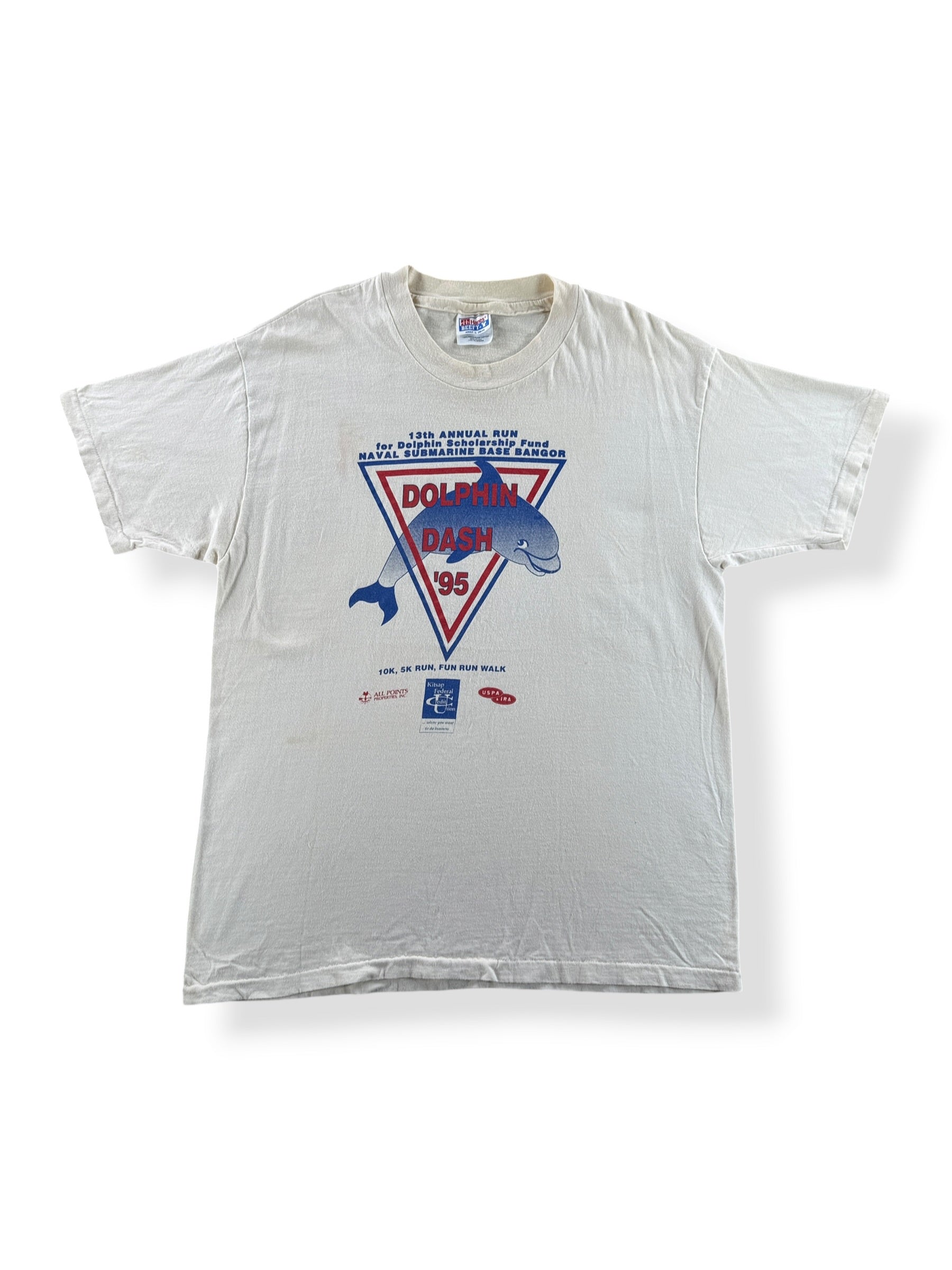 Front of Vintage 1995 Dolphin Dash Tee SZ L